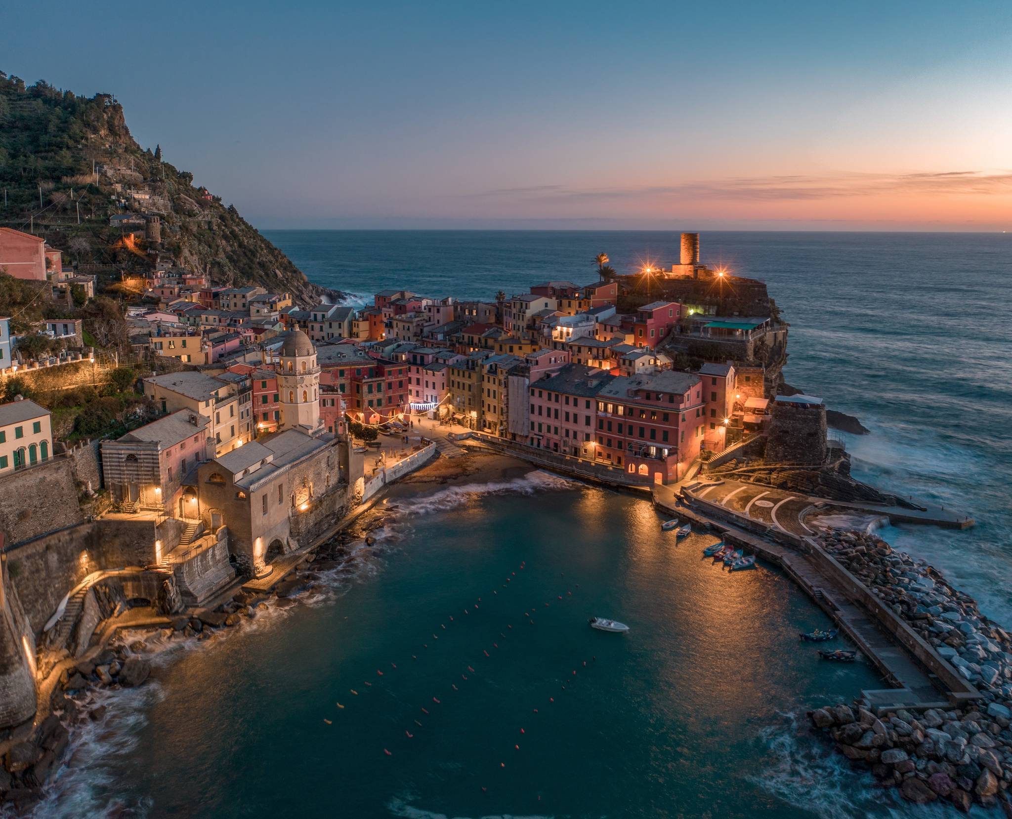 cinque terre at sunset