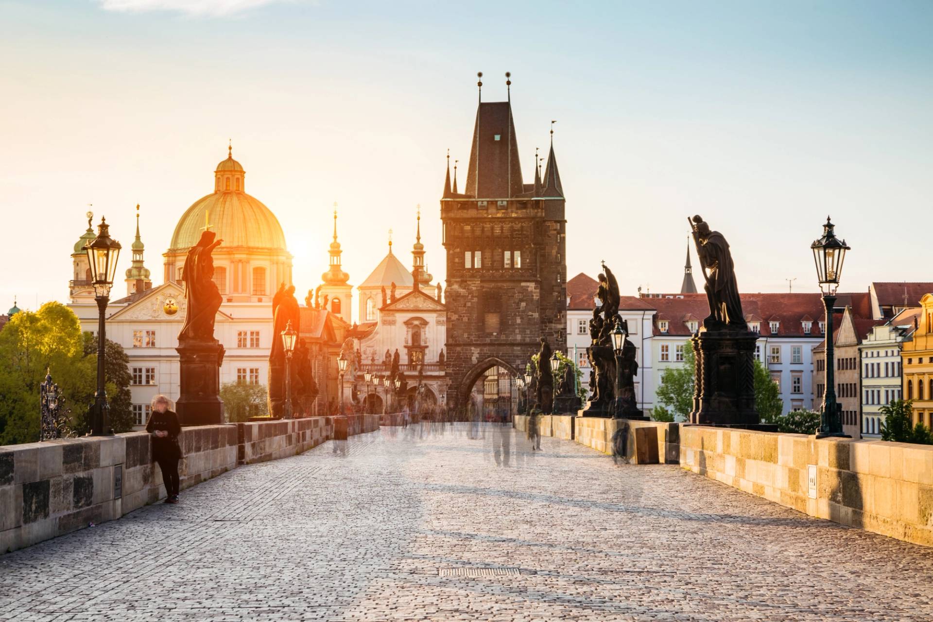 ponte san carlo praga al tramonto