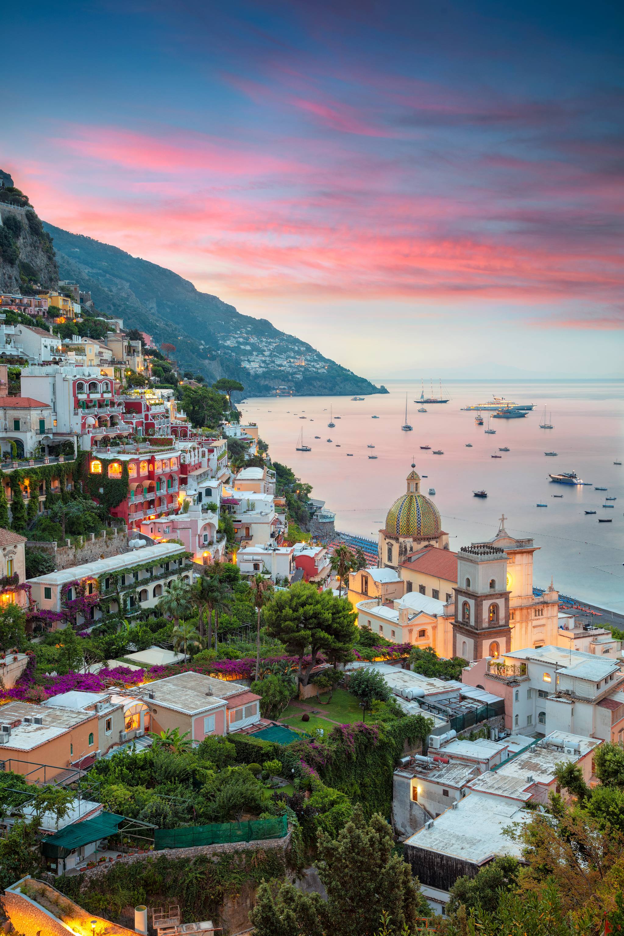 sunset in positano