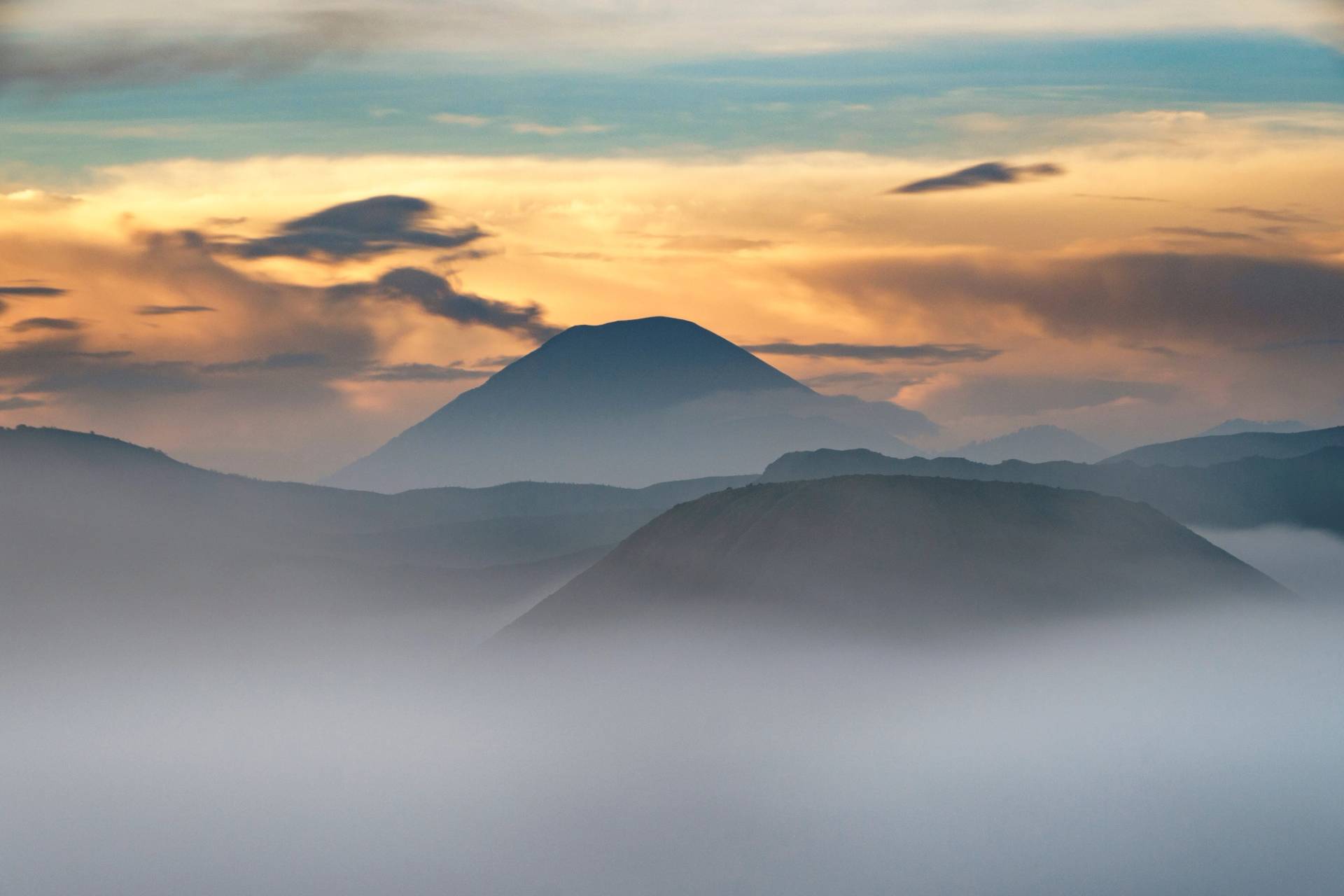 view of Mount Bromo at sunset