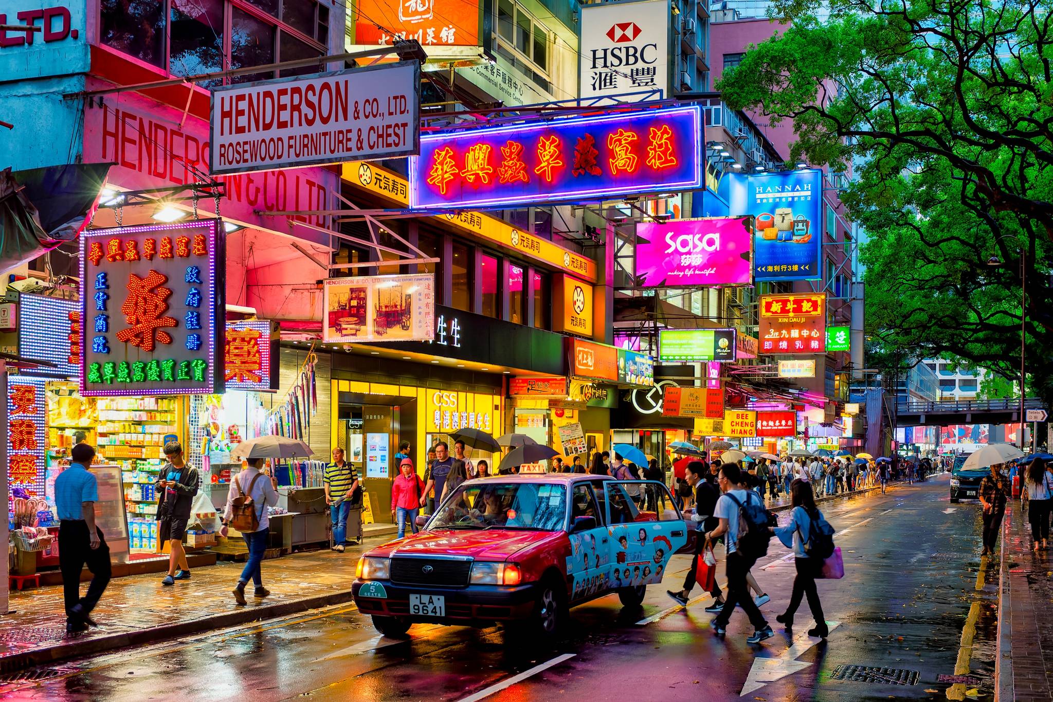 Hong Kong street in the evening