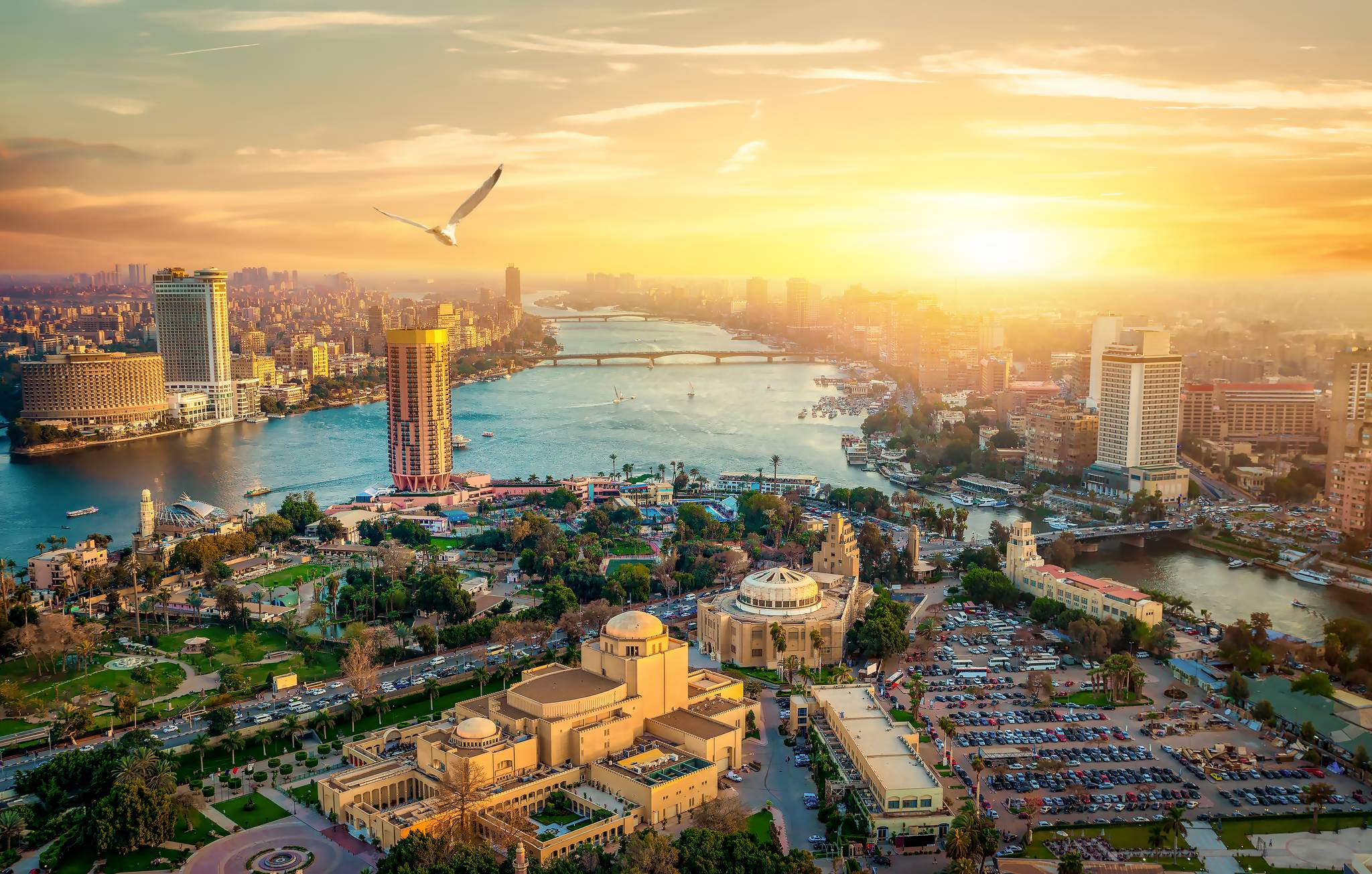 view of Cairo at sunset