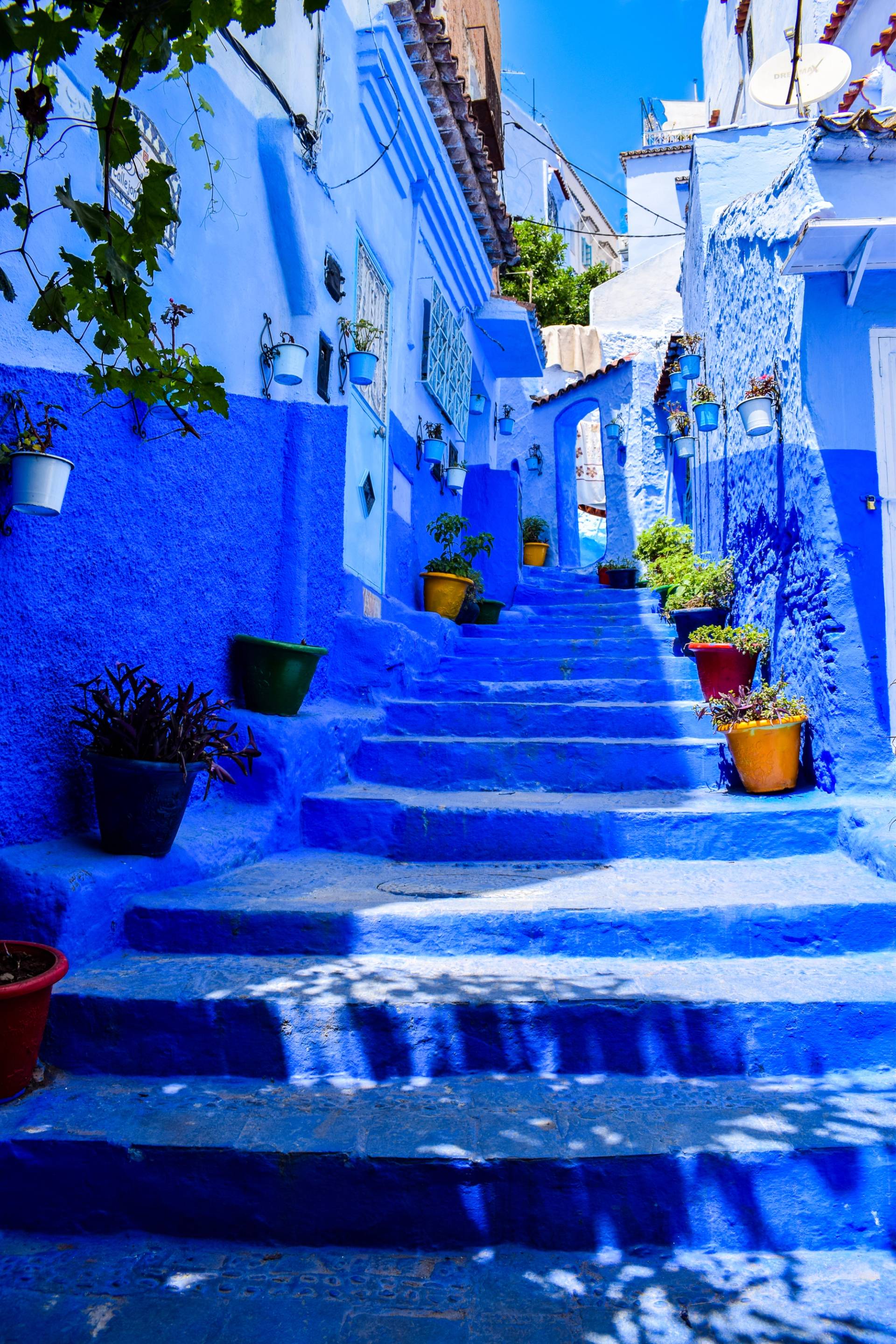 blue staircase in chefchaouen
