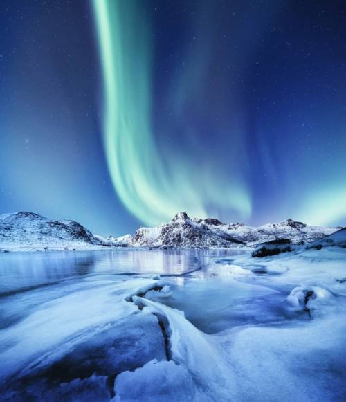 aurora boreale in inverno in norvegia