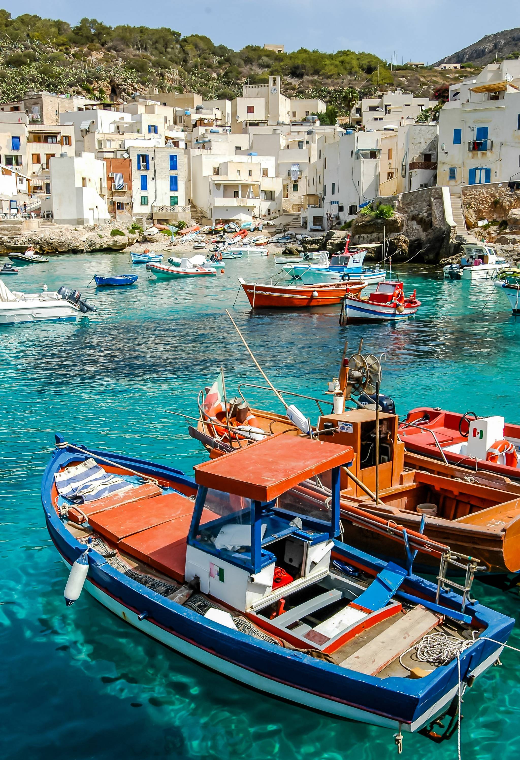 boats in favignana island