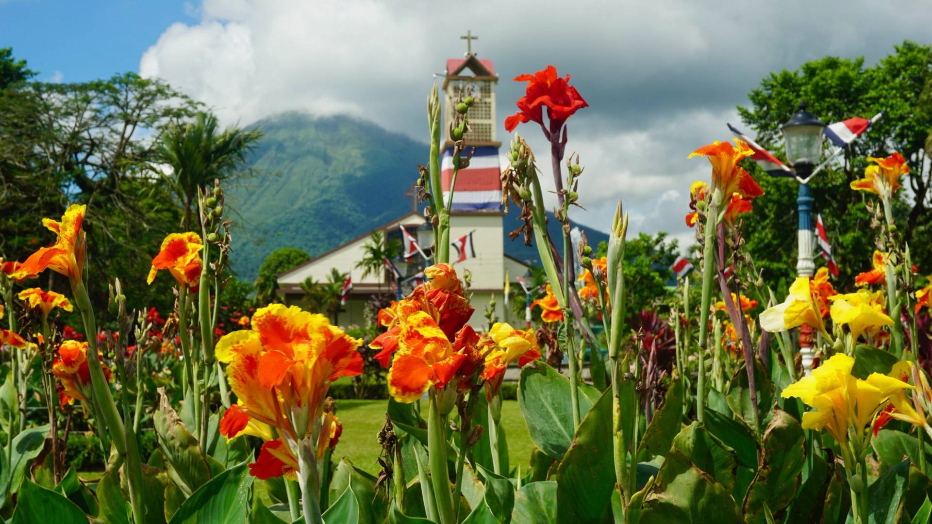 the fortune park with flowers