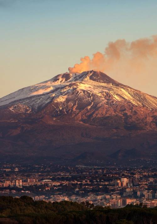 volcano etna sunset