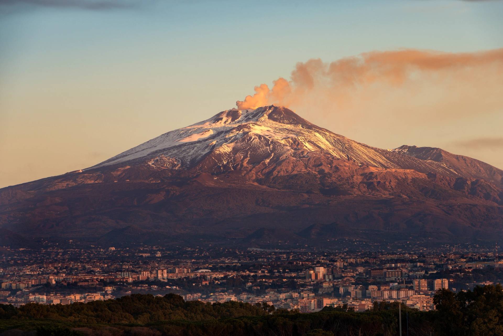 sunset mount etna