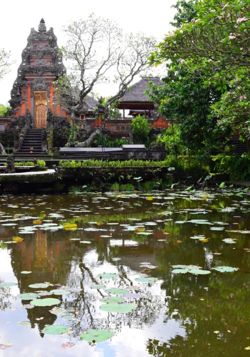 pond with temple