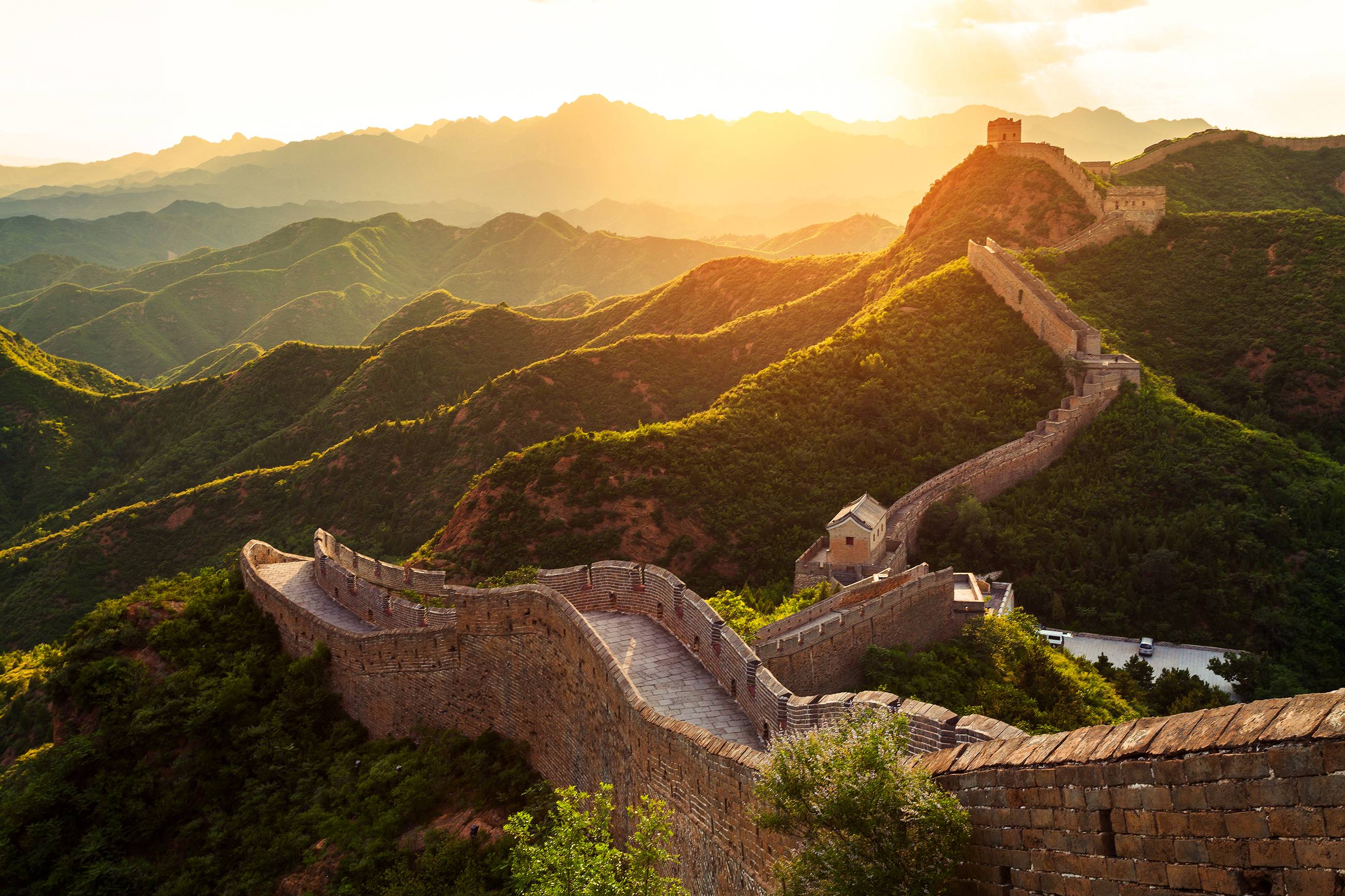 tramonto sulla muraglia cinese