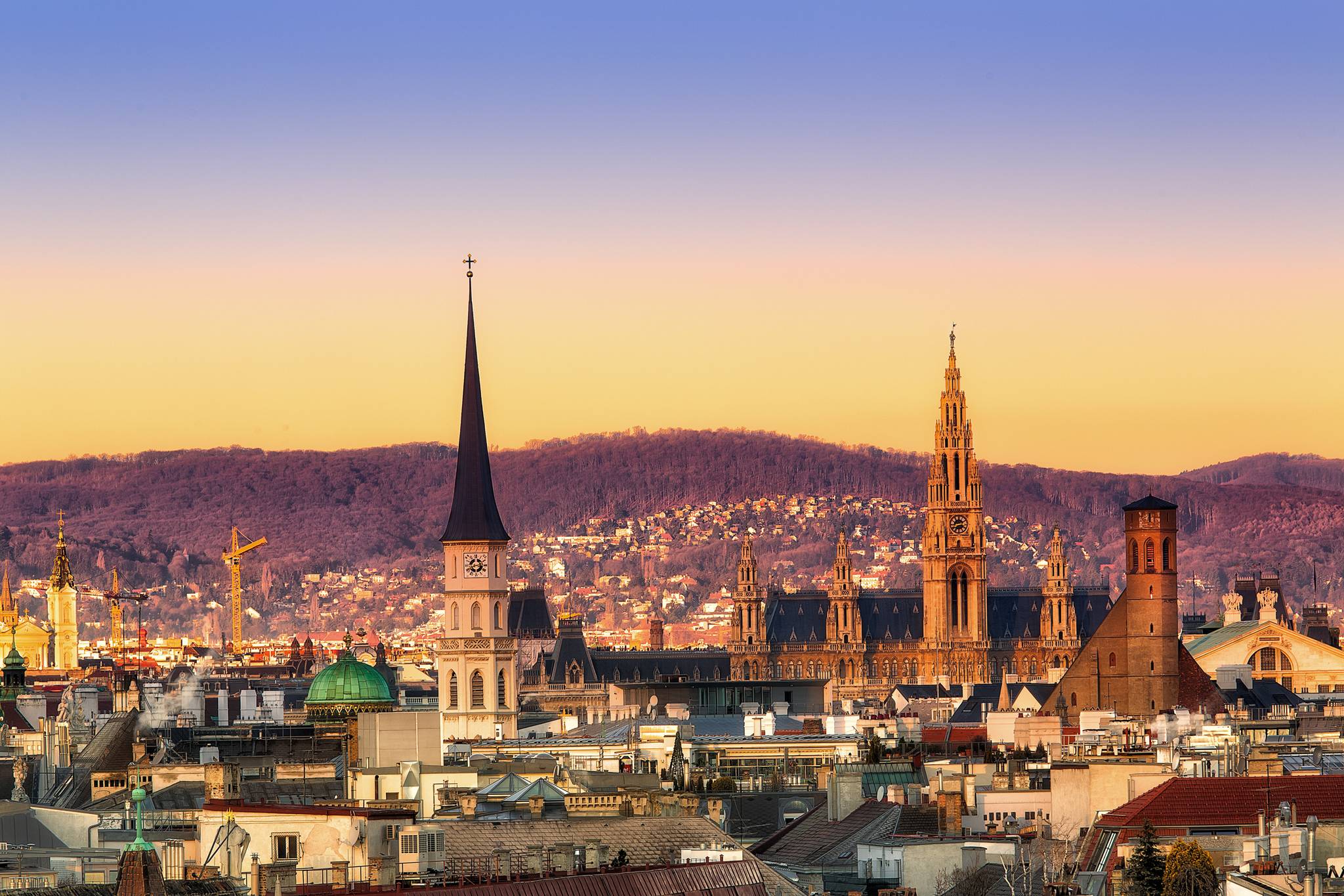 panorama al tramonto di vienna