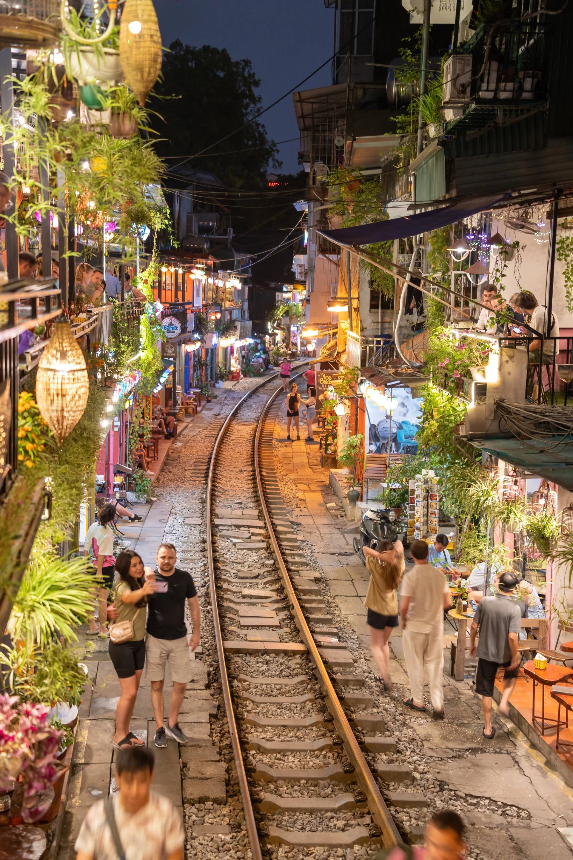 Hanoi Vietnam street in the evening