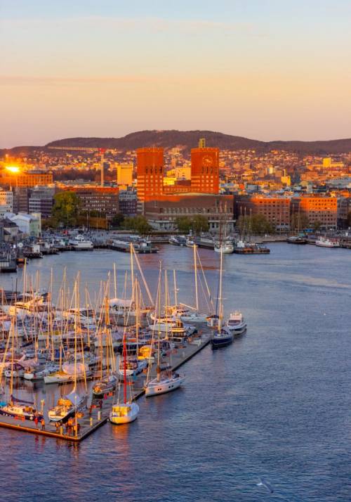 Oslo skyline at sunset