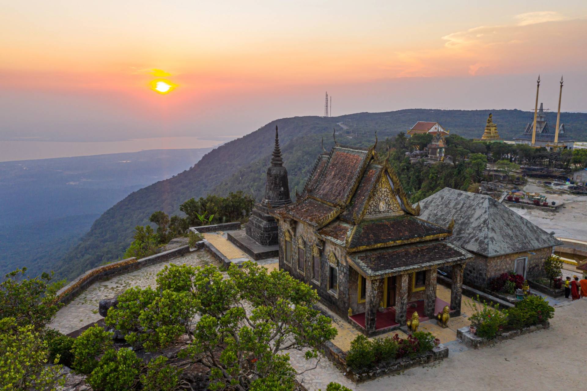 temple on a mountain in kampot