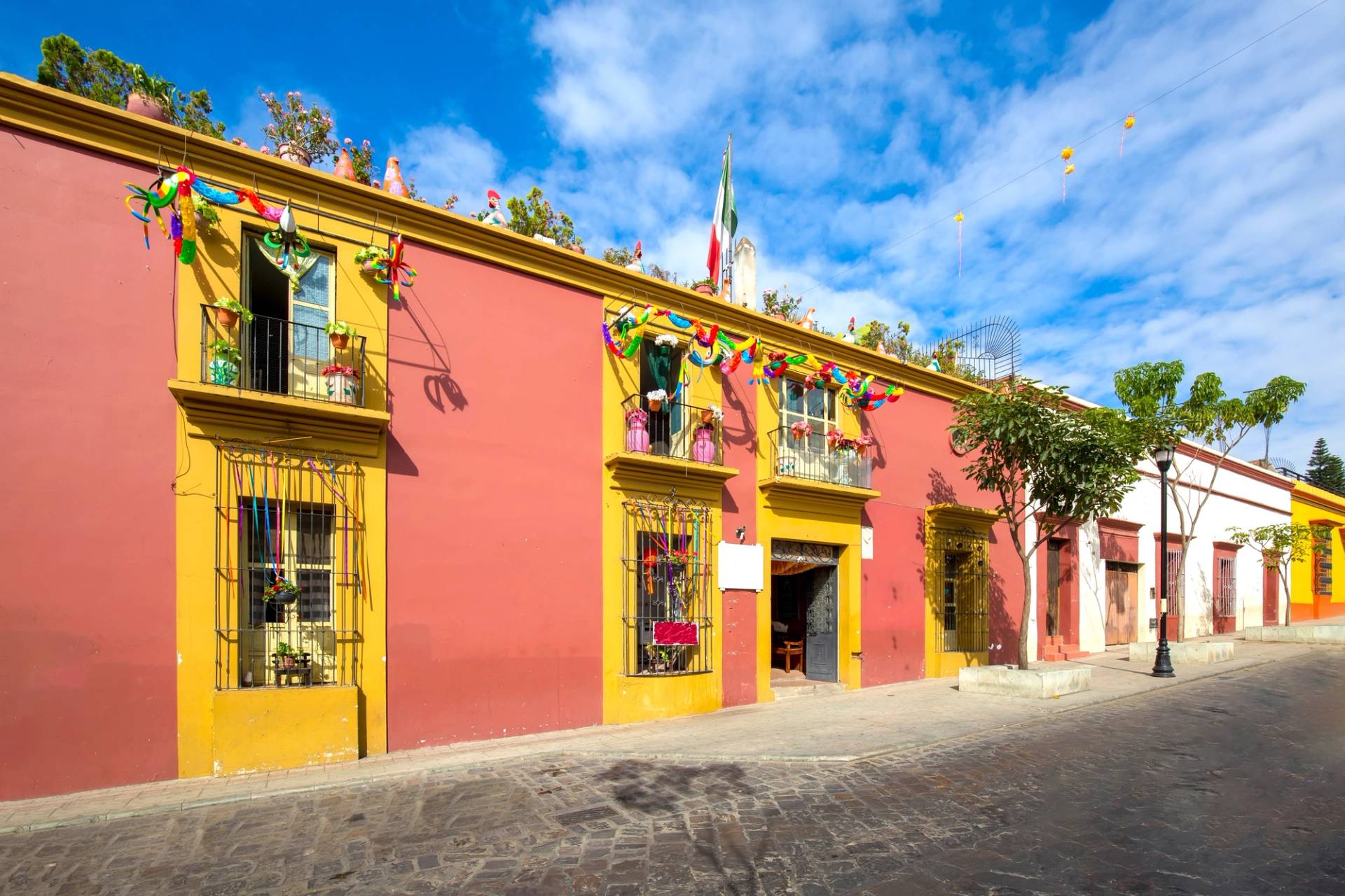 colorful houses in Oaxaca