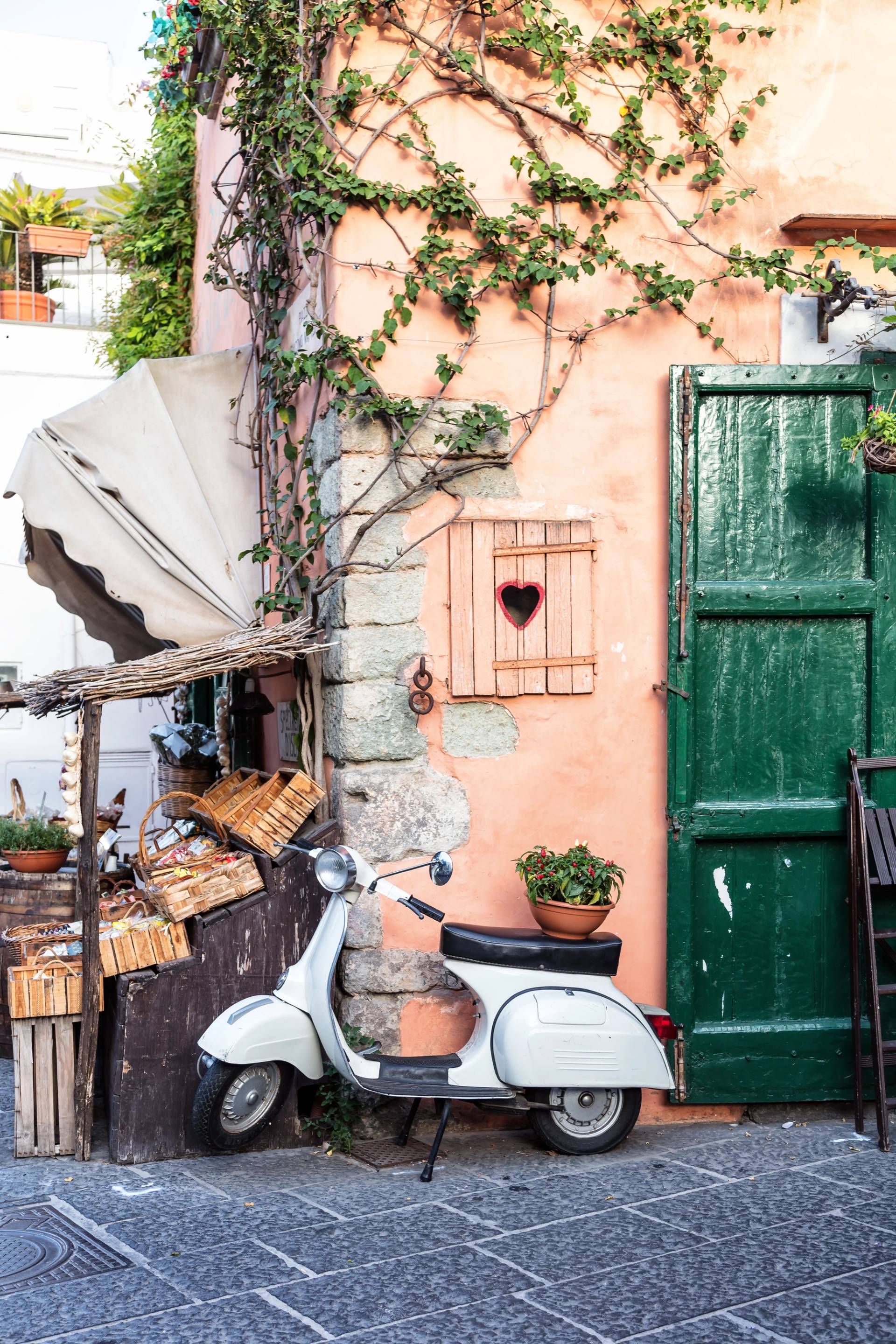 street and house in ischia