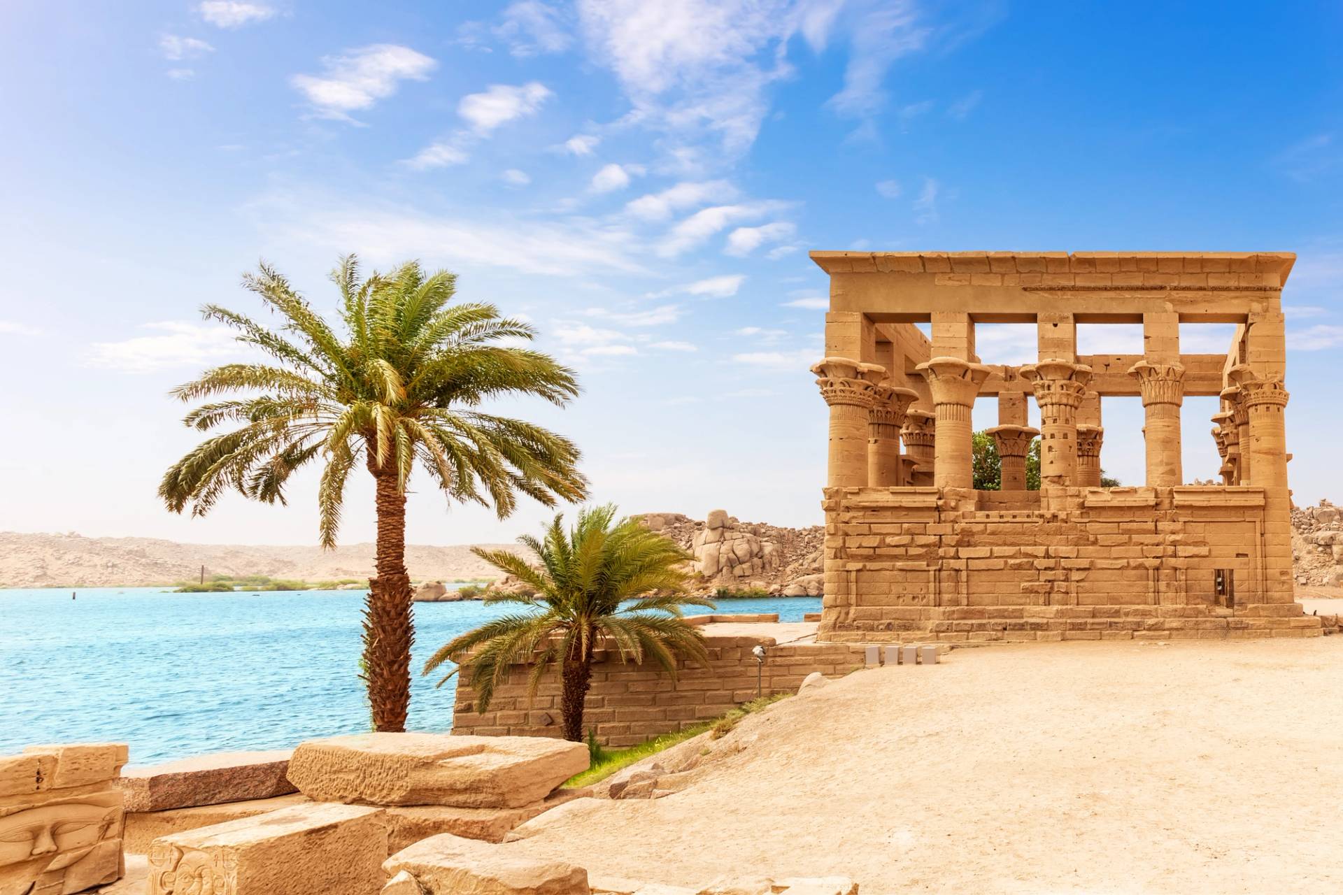 River Nile with Egyptian ruins