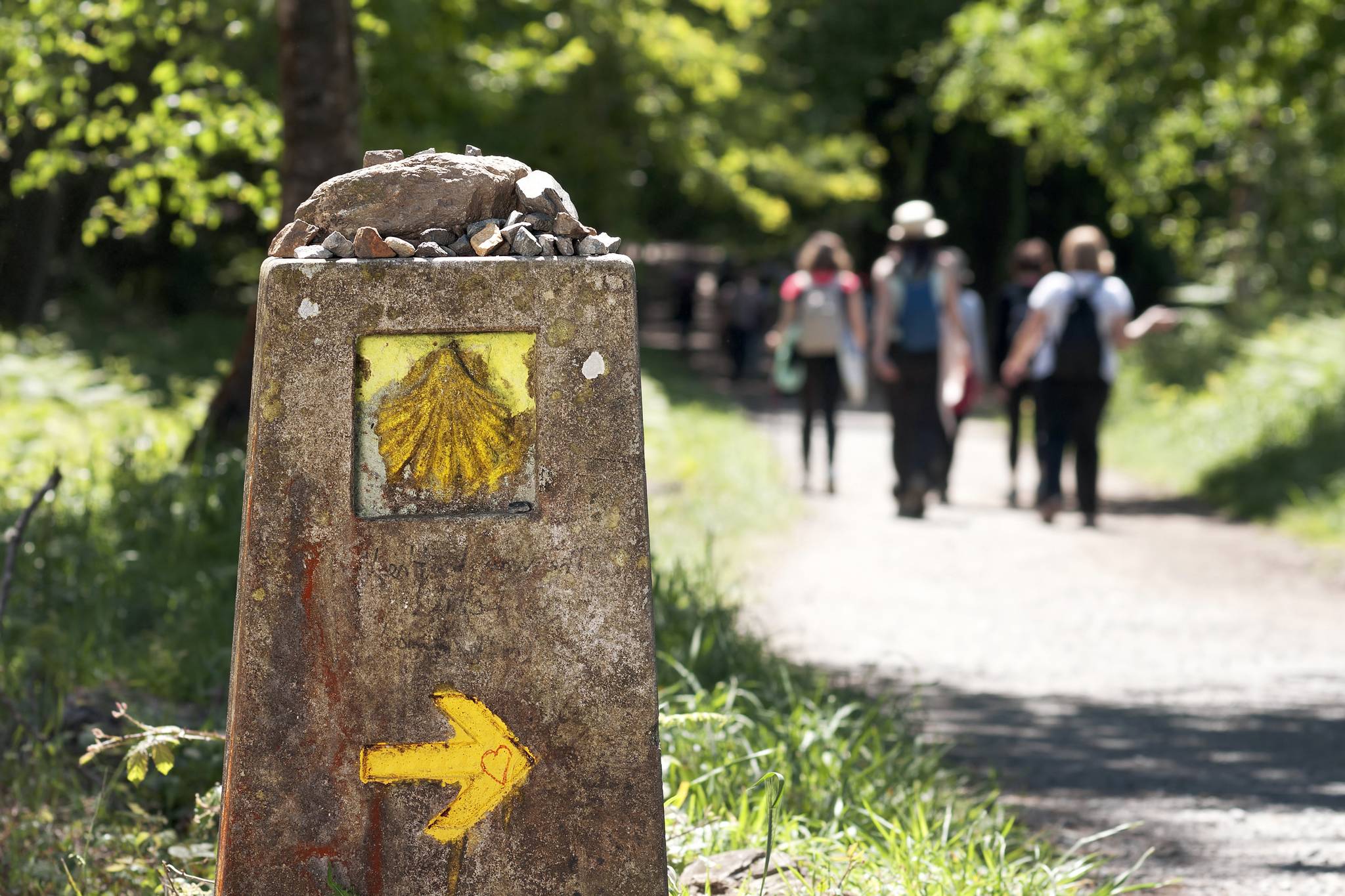 Camino de Santiago yellow arrow