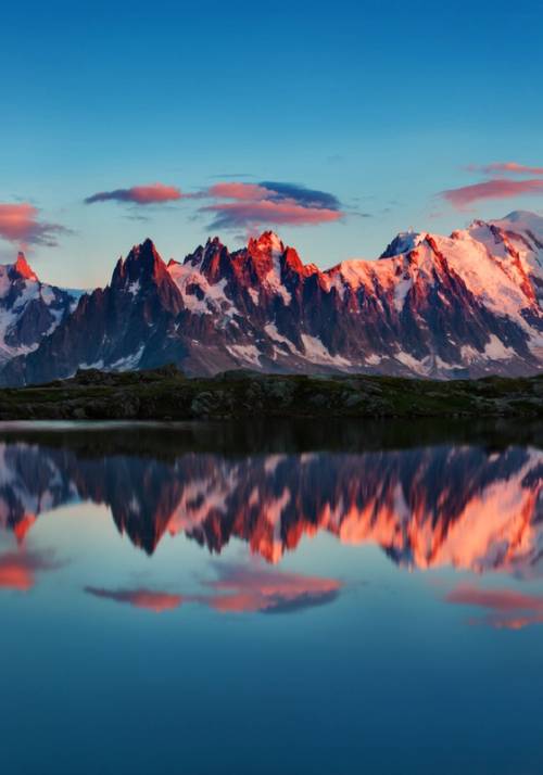 tramonto su monte bianco