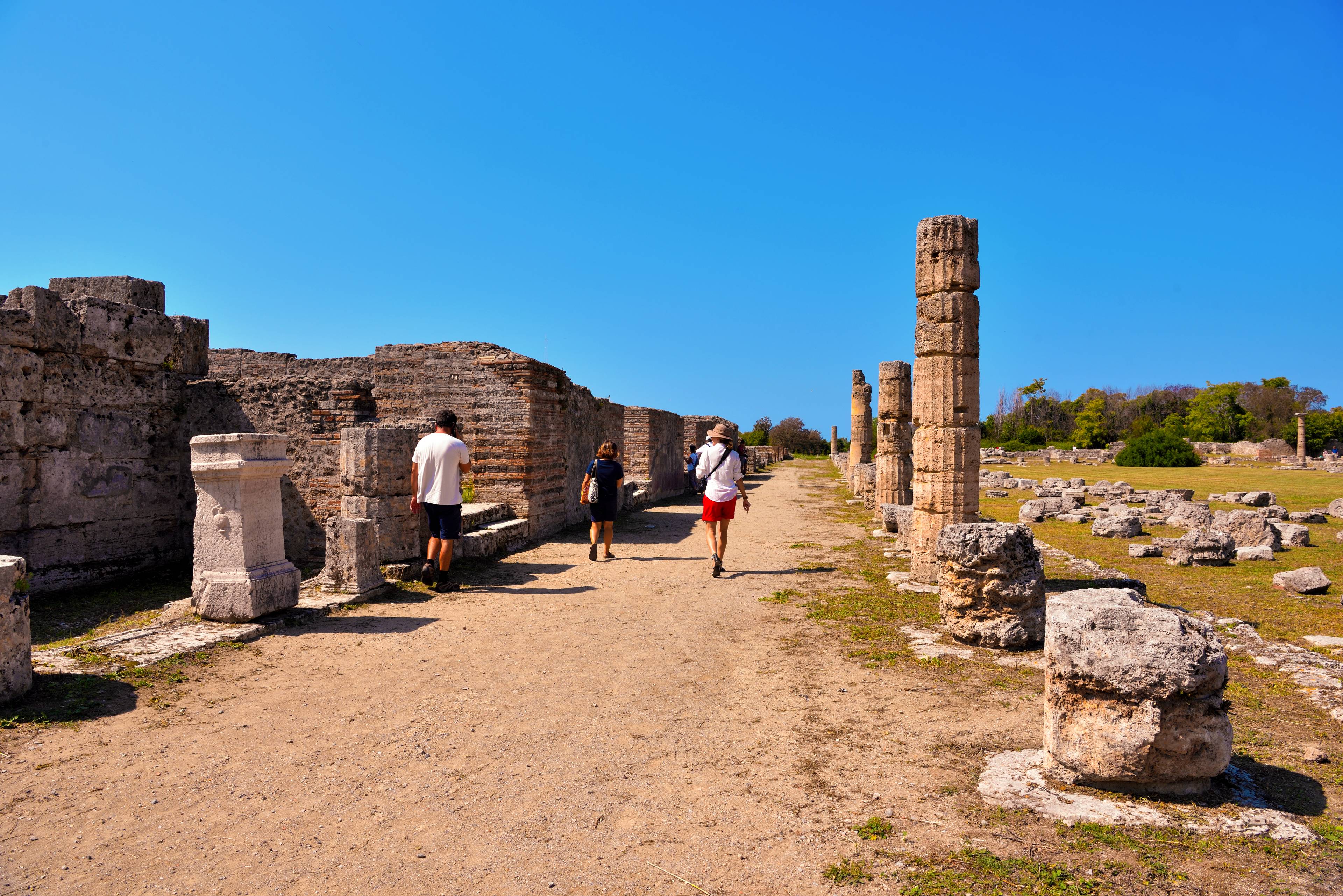 turisti nel sito archeologico di paestum