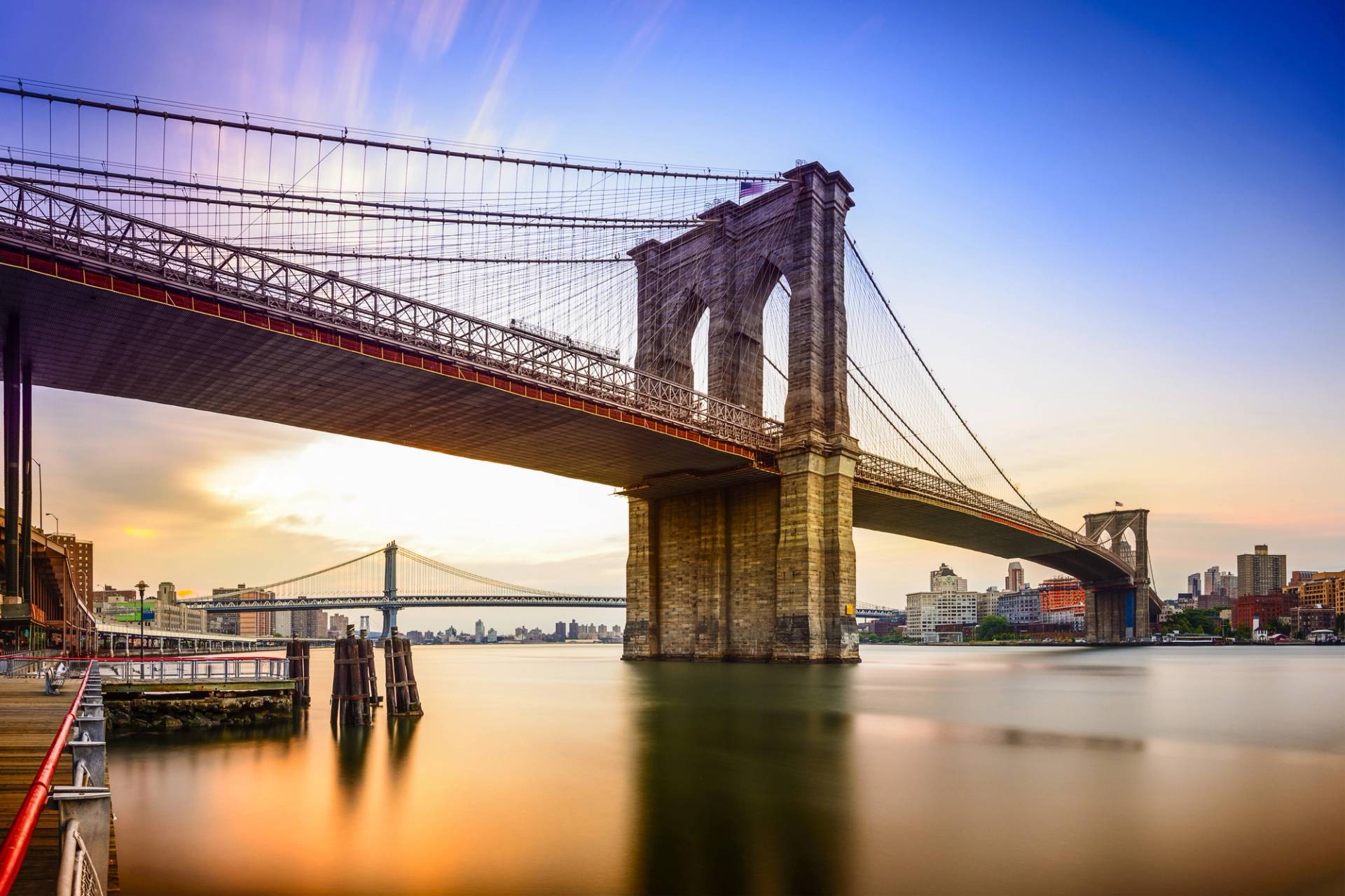 ponte di new york al tramonto