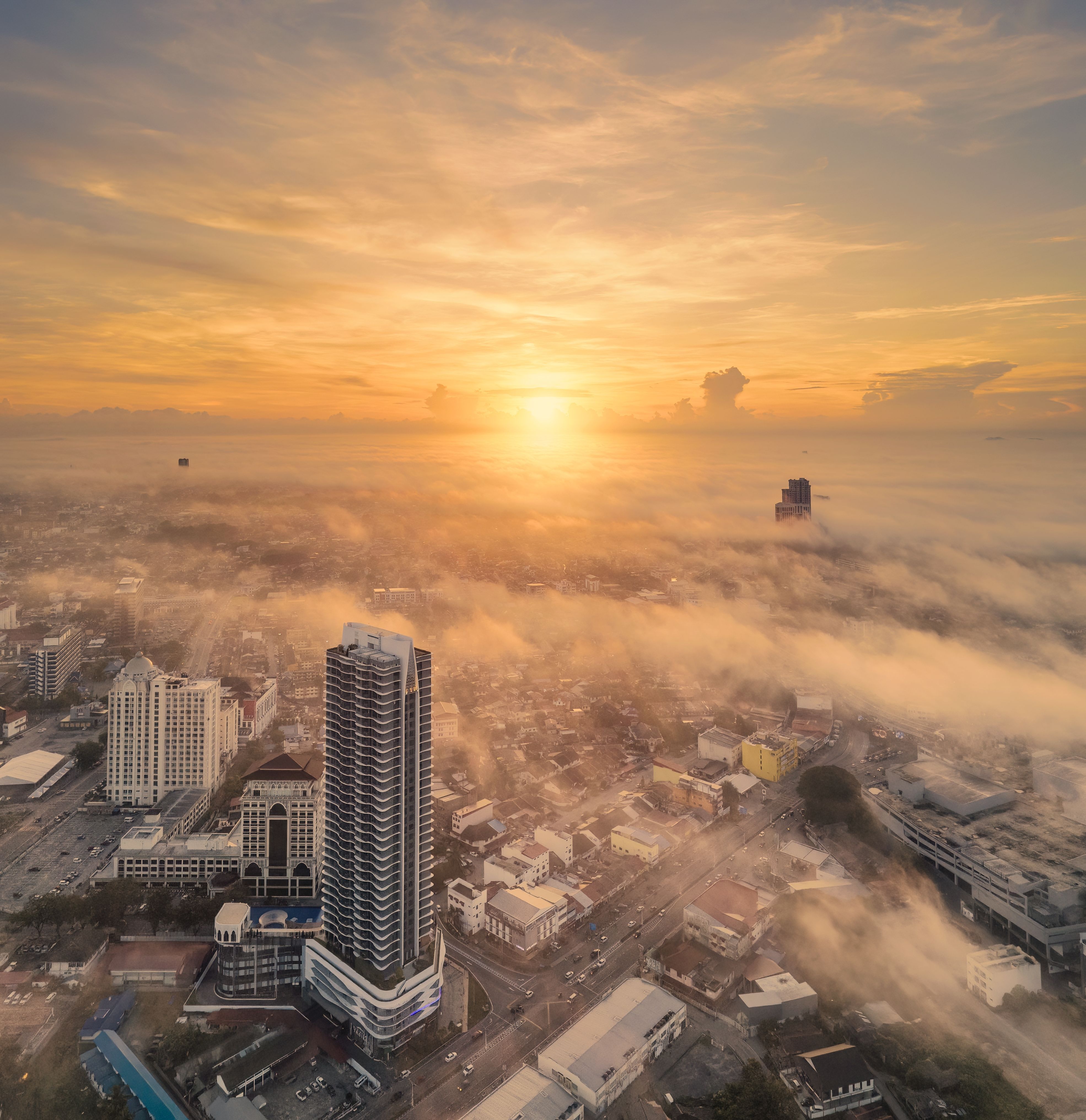 panorama al tramonto di kota bharu