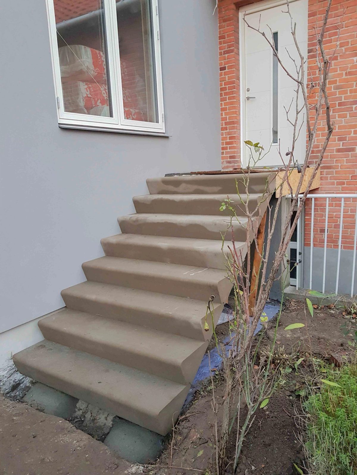 Tilbygning med ny trappe, Rødovre. Under arbejdet.