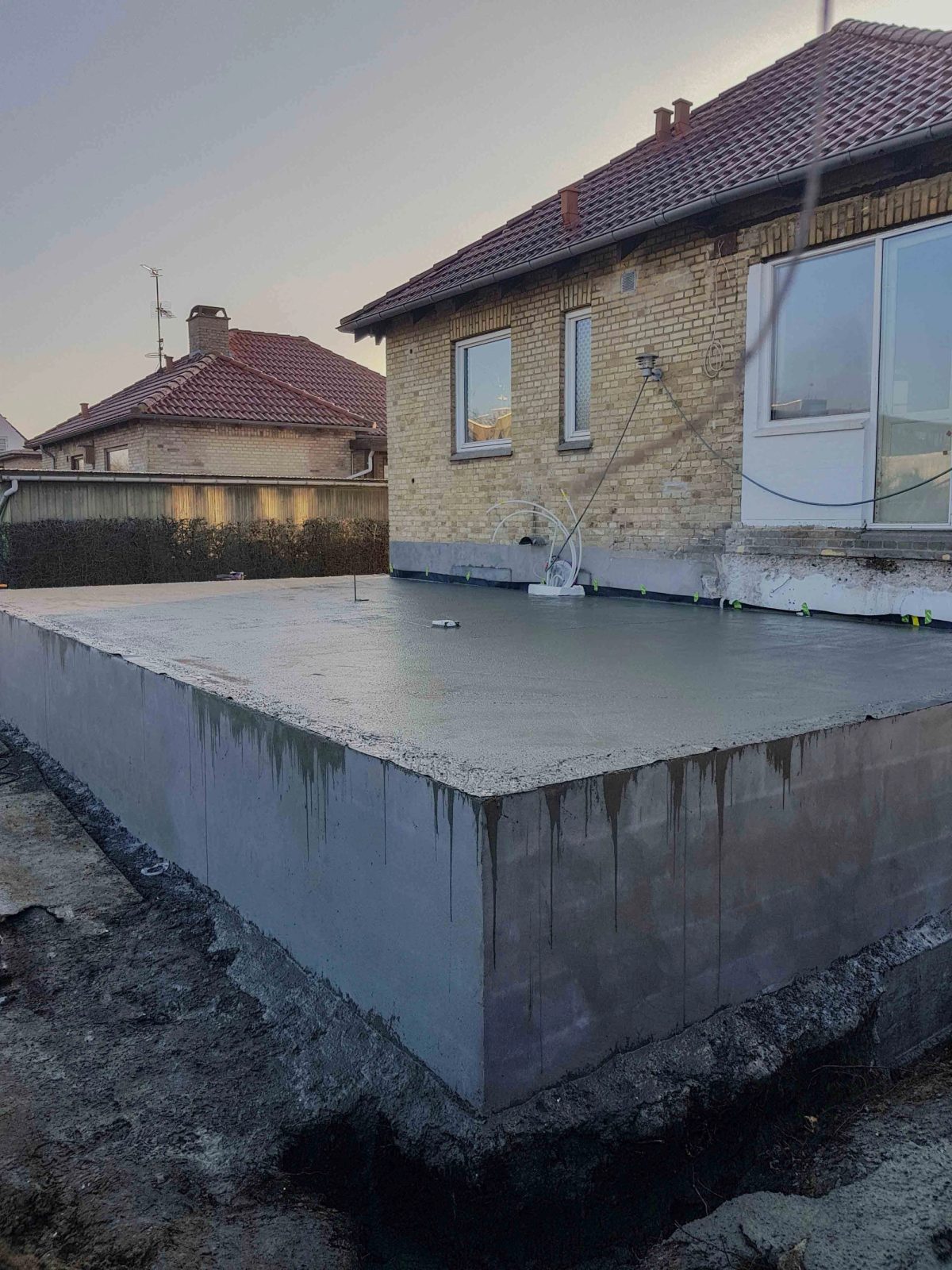 Tilbygning til hus, Valby. Under arbejdet.