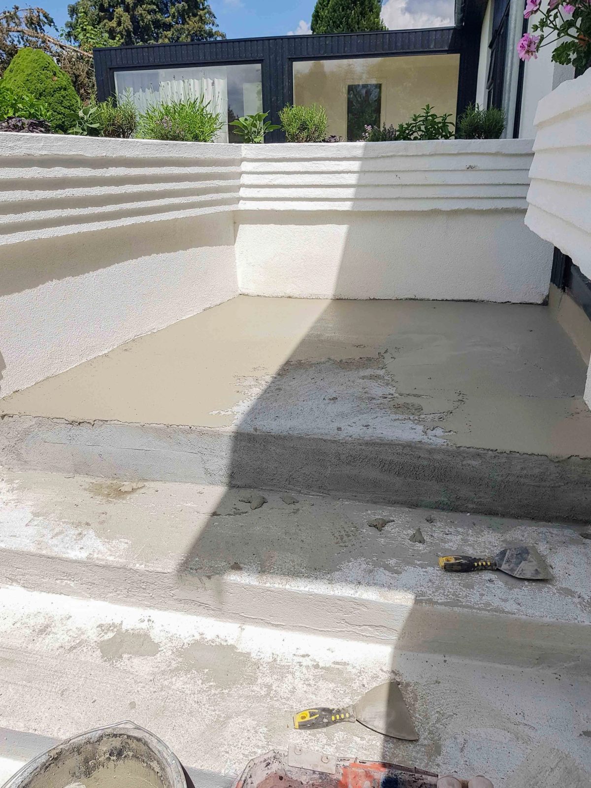 Facaderenovering af privat villa, Gentofte. Under arbejdet.