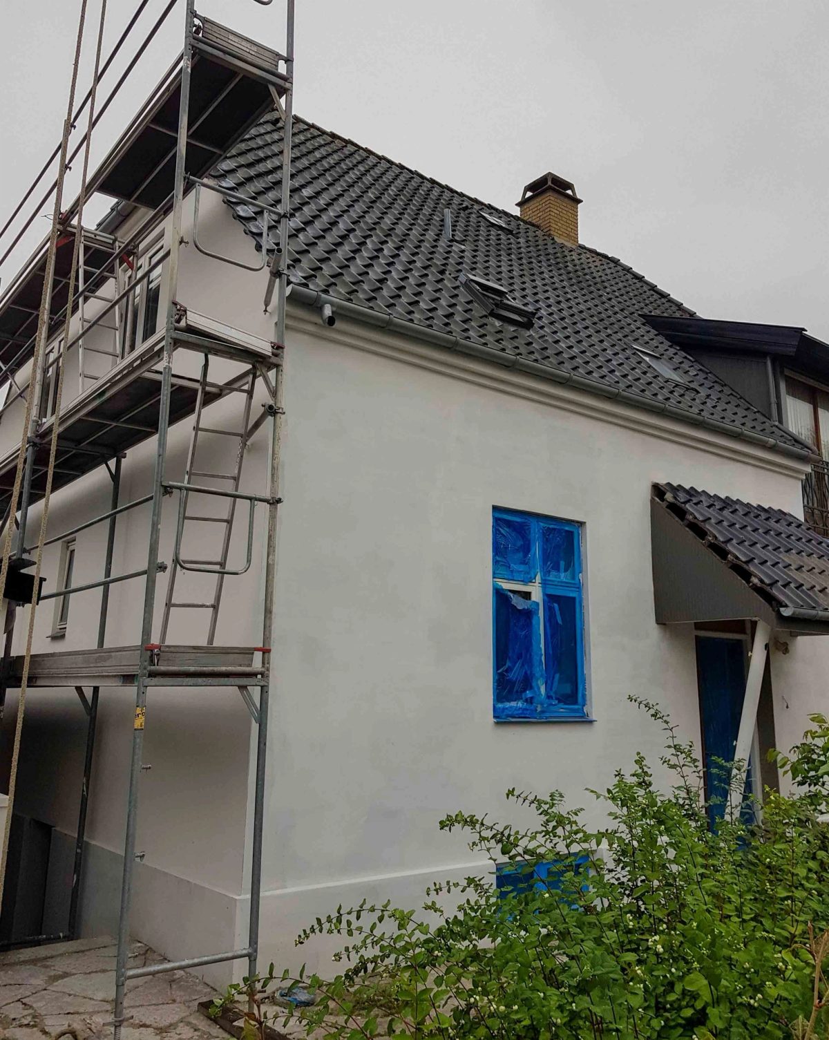 Facaderenovering af nedslidt villa, Frederiksberg. Under arbejdet.