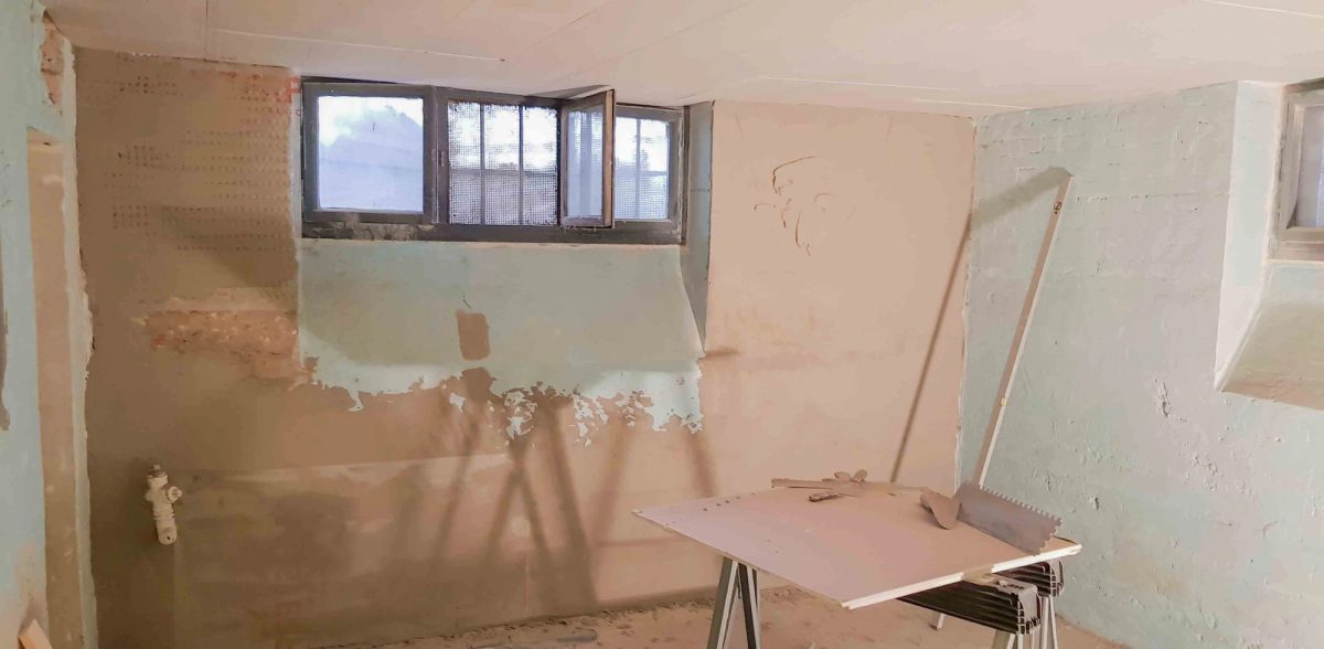 Renovering af kælder og indgangsparti, Frederiksberg. Under arbejdet.