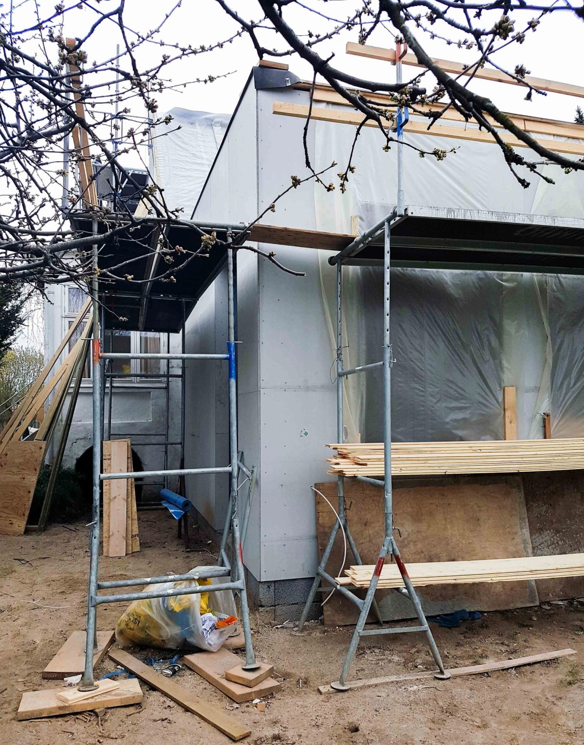 Facaderenovering af privat villa, Gentofte · Under arbejdet