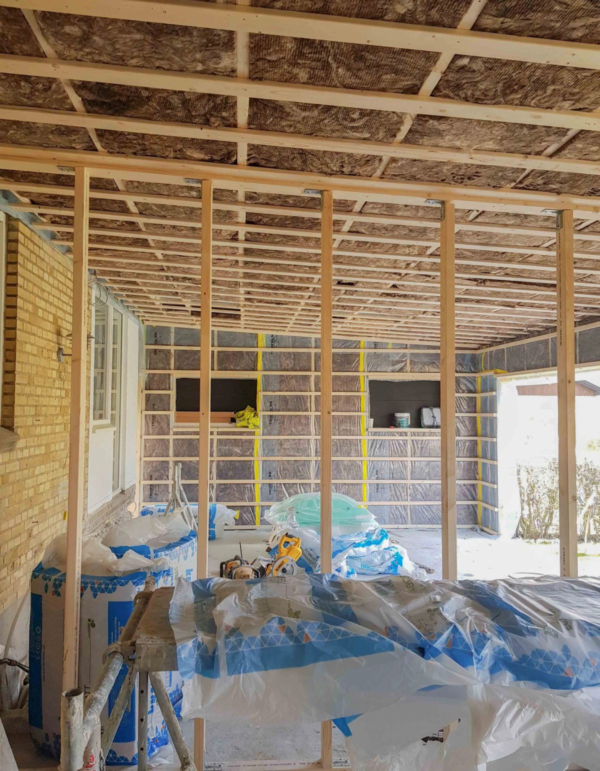 Tilbygning til hus, Valby. Under arbejdet.