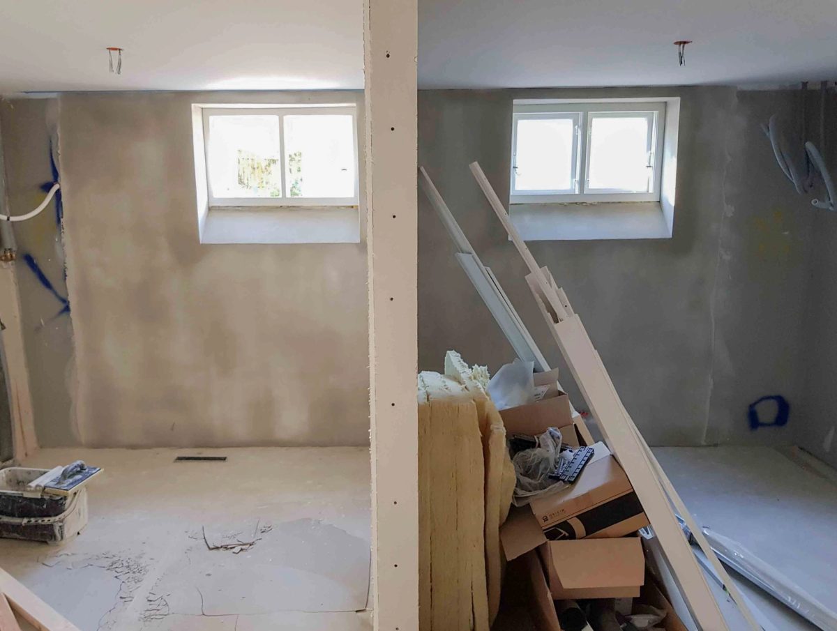 Renovering af kælder og indgangsparti, Frederiksberg. Under arbejdet.