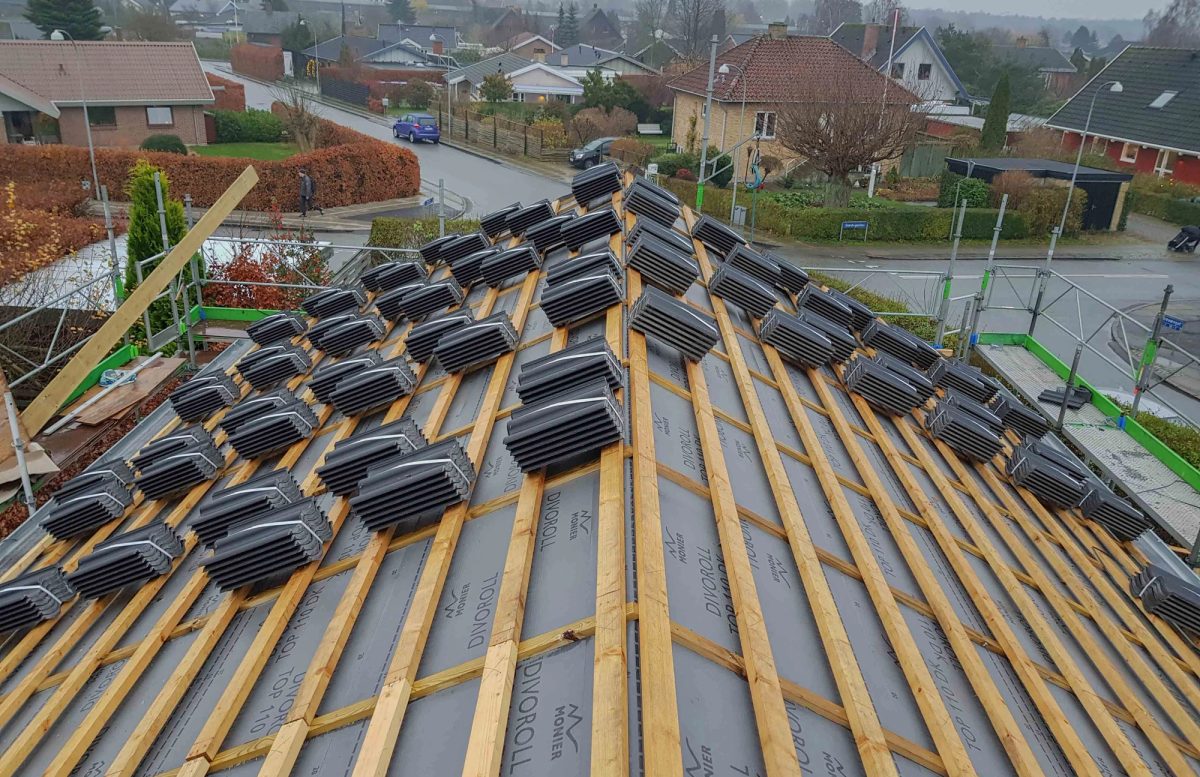 Tagrenovering, Søborg. Under arbejdet.