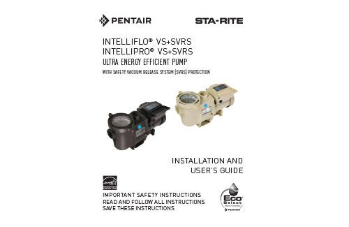 IntelliFlo VS+SVRS - Owner's Manual