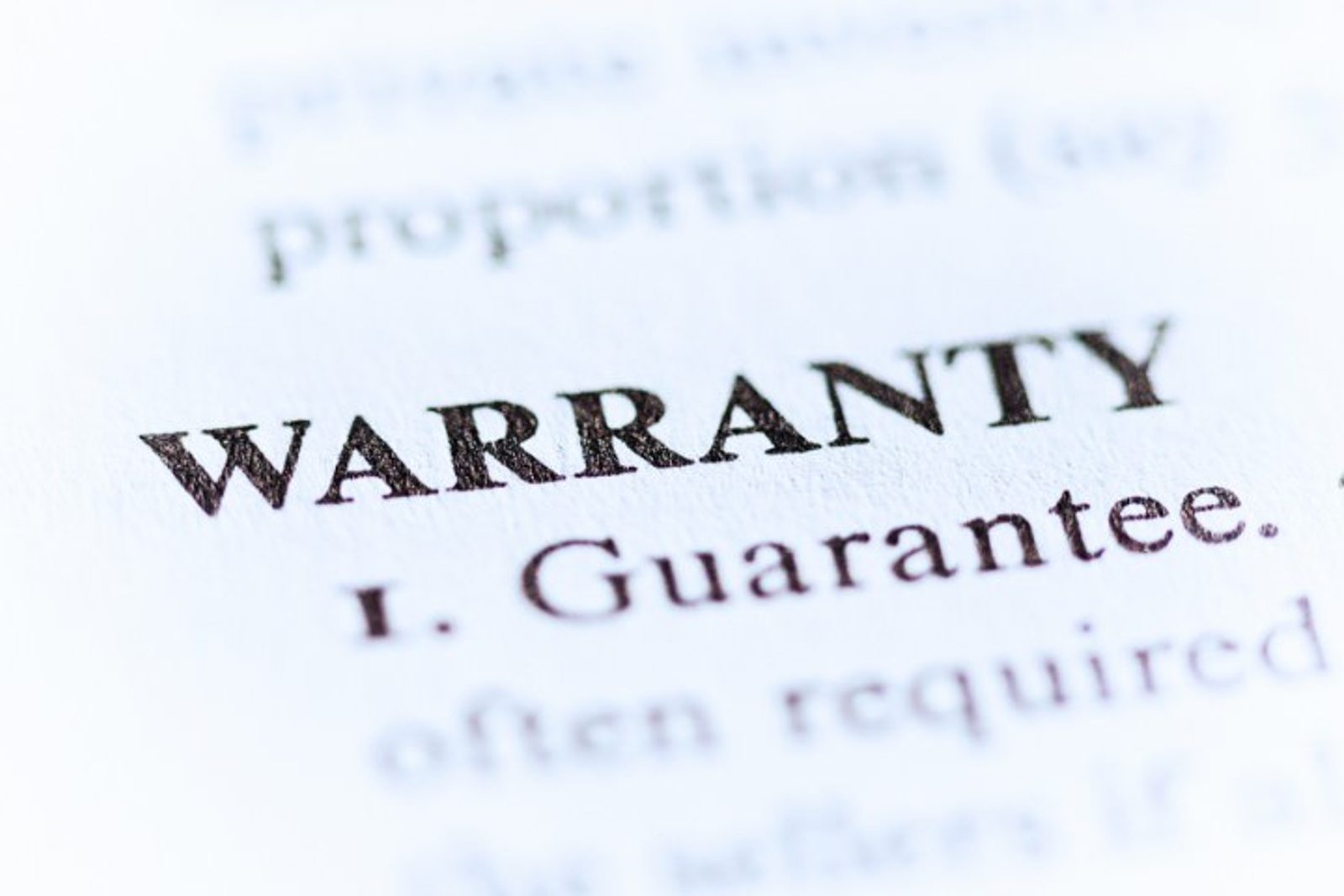 Warranty text shown on a document page