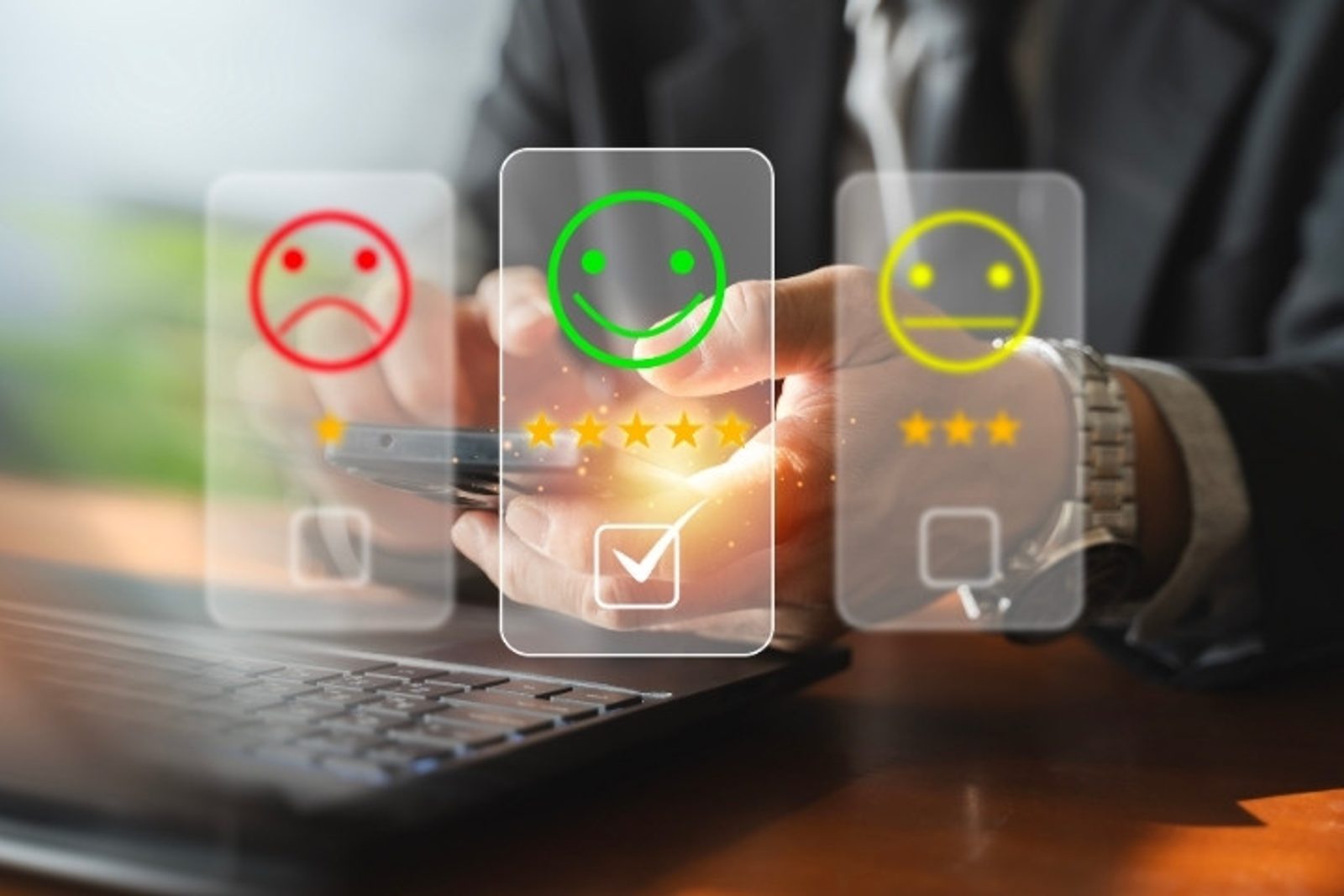 Customer review rating screen used to evaluate Conroe pool builder reputation and client satisfaction