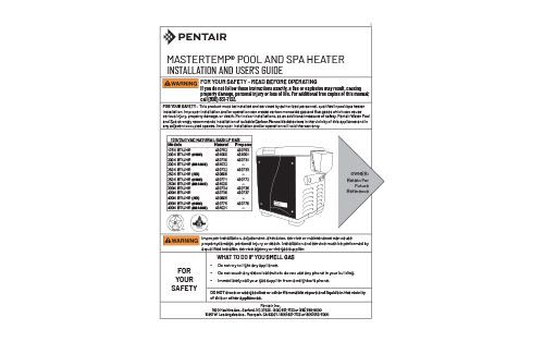 MasterTemp High Performance Pool and Spa Heaters - Install Guide