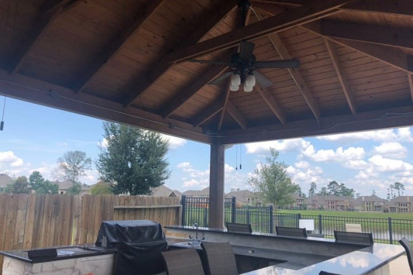 Durable wood material for covered patios in Houston