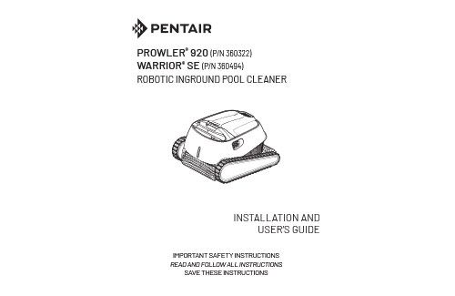 Pentair Prowler 920 and Pentair Warrior SE Owners Manual English