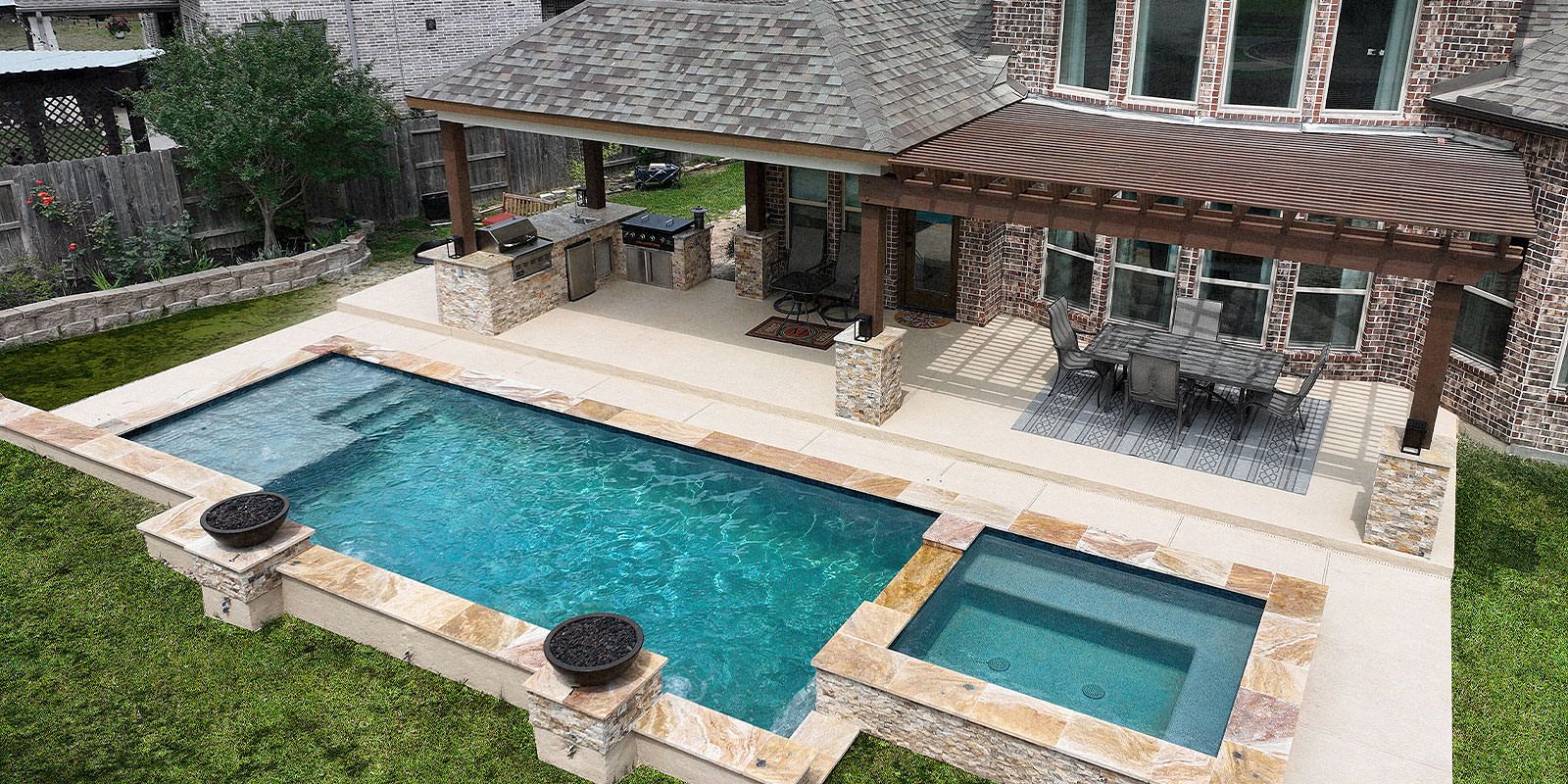 Custom swimming pool built by GM Outdoor Living in Houston