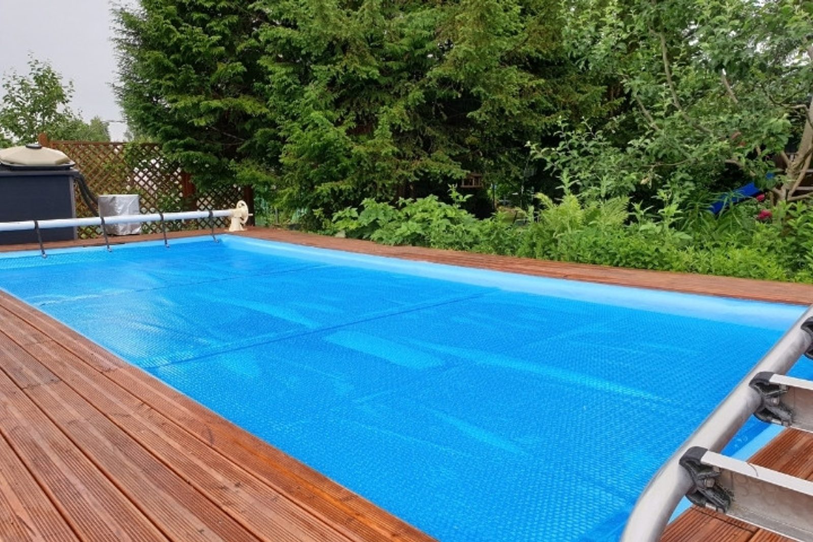 Covered backyard pool for seasonal maintenance in Atascocita