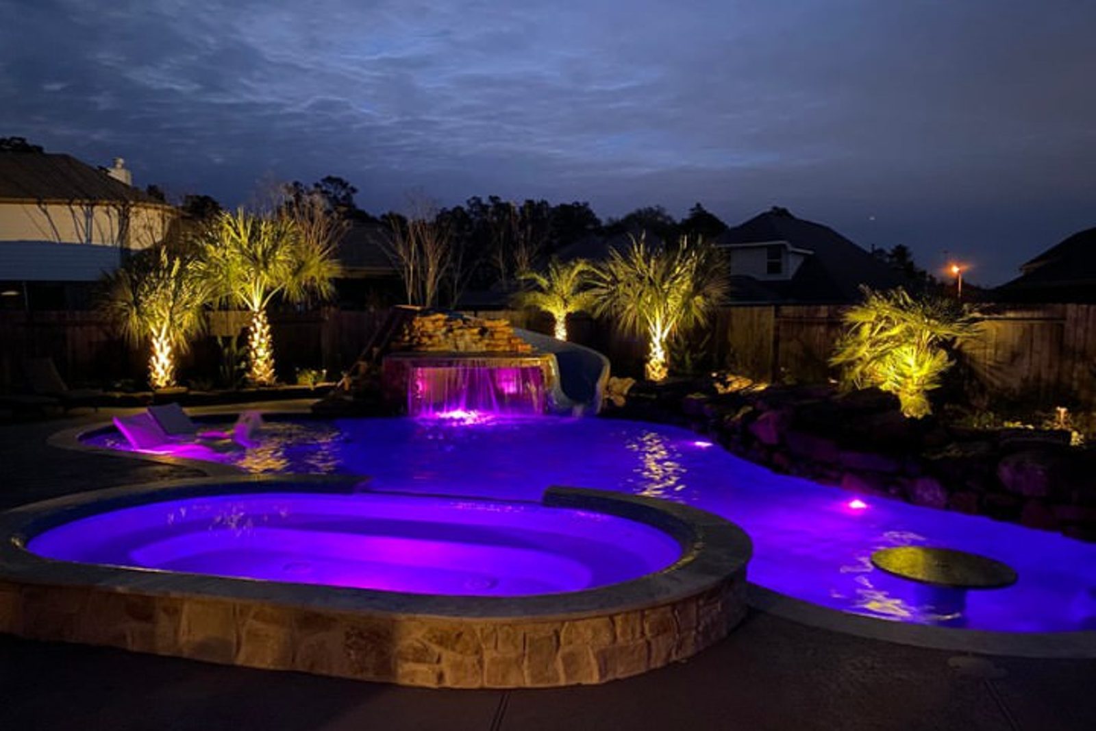 LED pool and spa lighting in an East Texas home