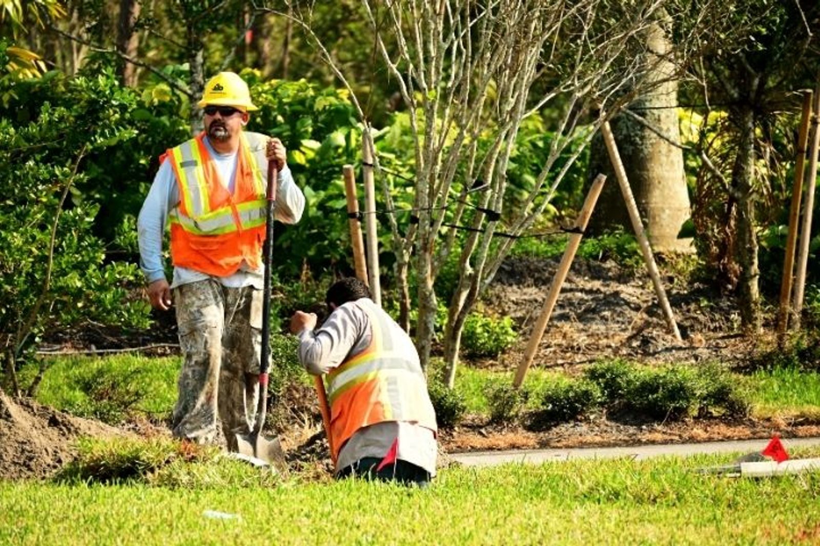 Site preparation work of an outdoor kitchen project in Houston