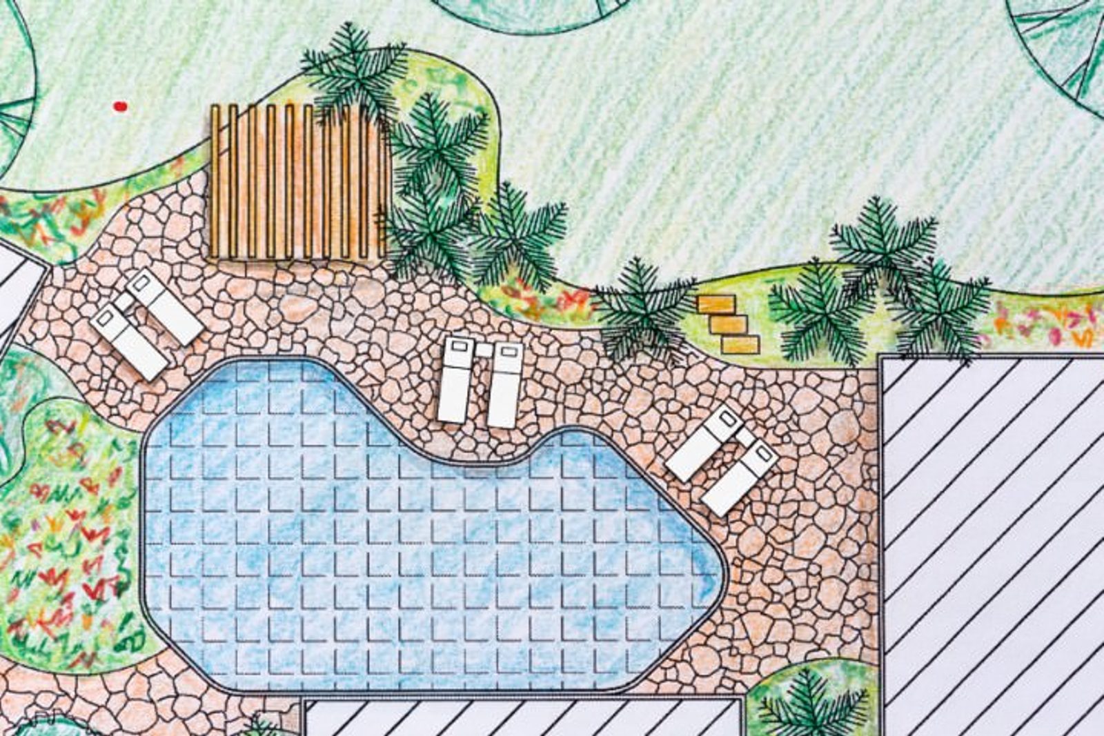 Landscaping design plan for Houston pool construction