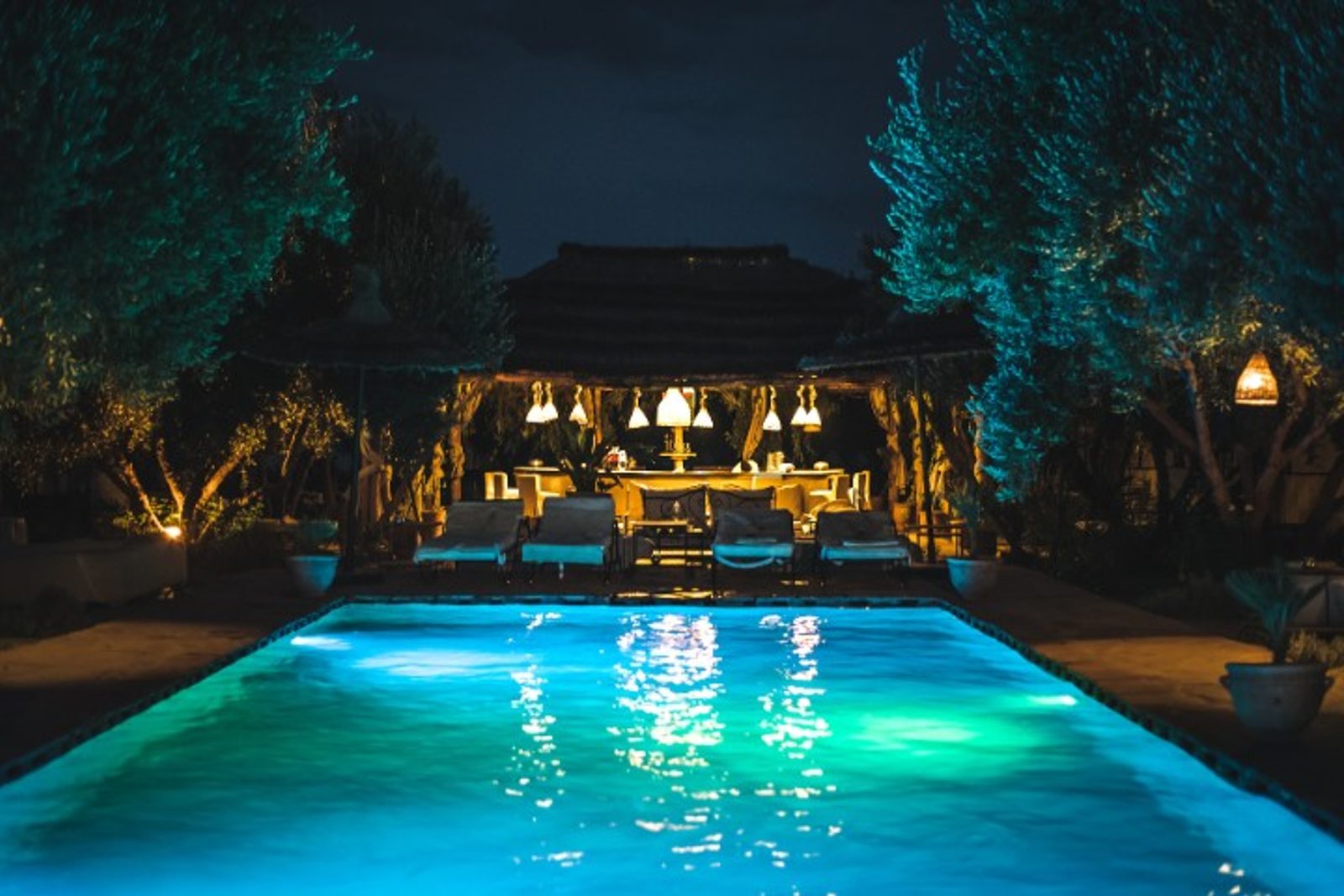 Well-lit pool improving visibility for safer night swimming