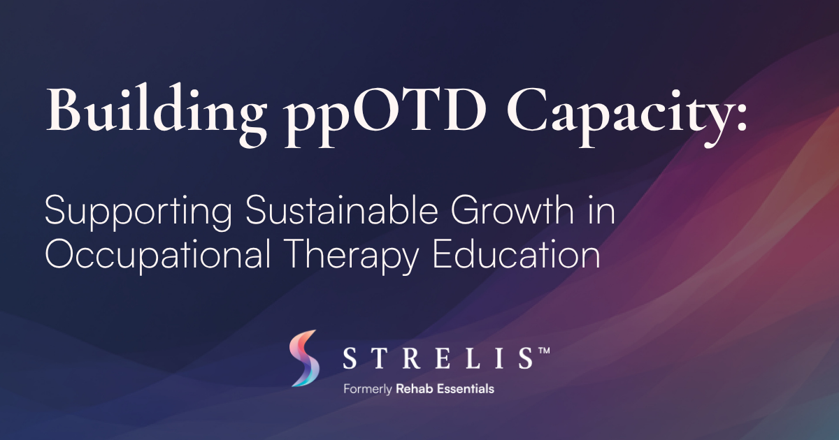 Slide title: Building ppOTD Capacity: Supporting Sustainable Growth in Occupational Therapy Education, with the STRElis logo at the bottom.