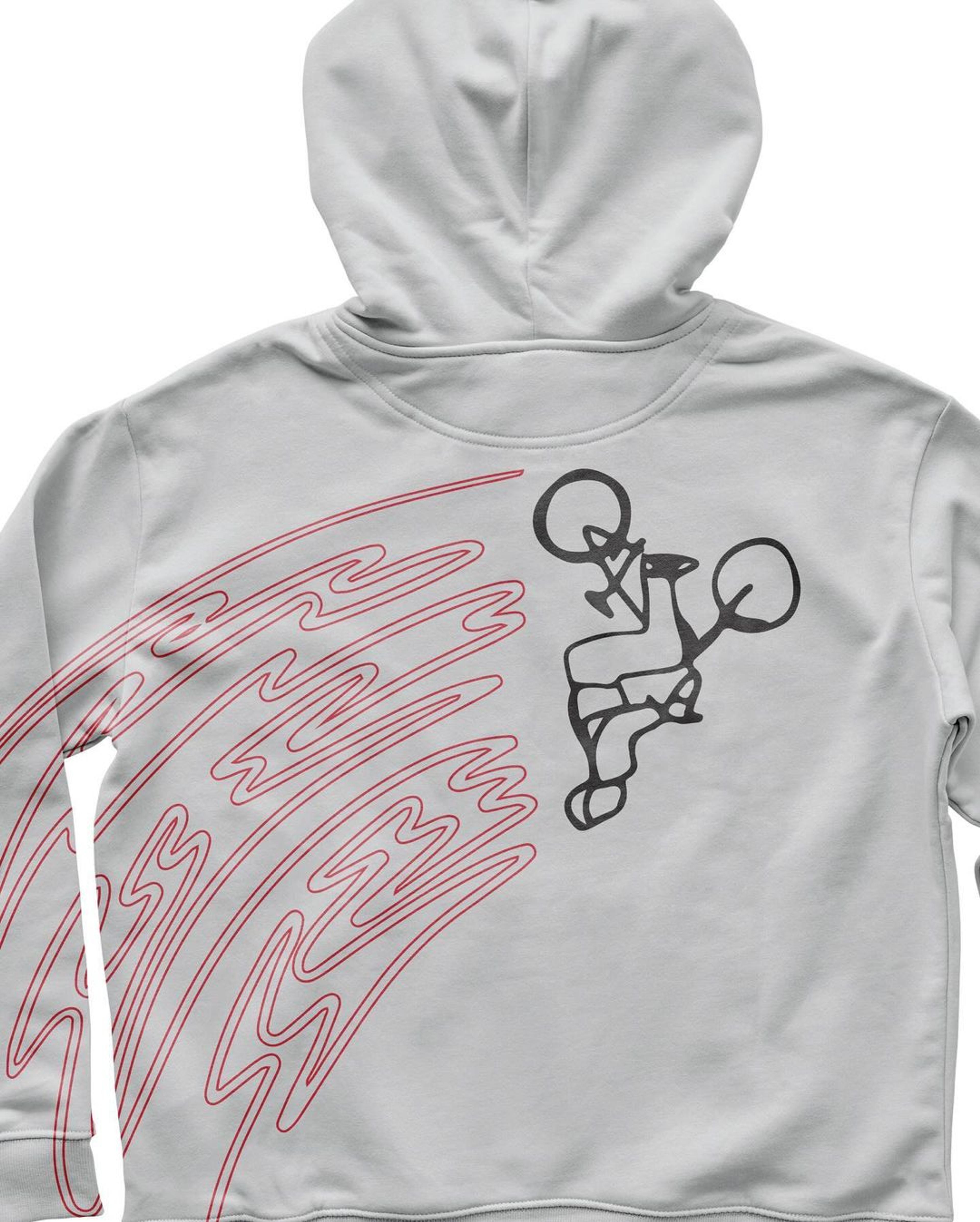 Back view of custom merch hoodie by artist Kate Weinberg