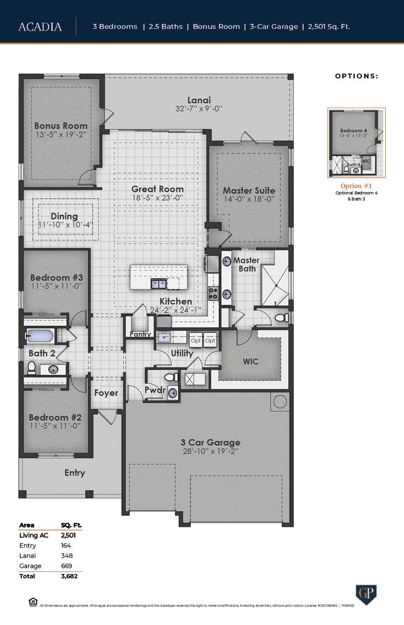 The Acadia floor plan drawing